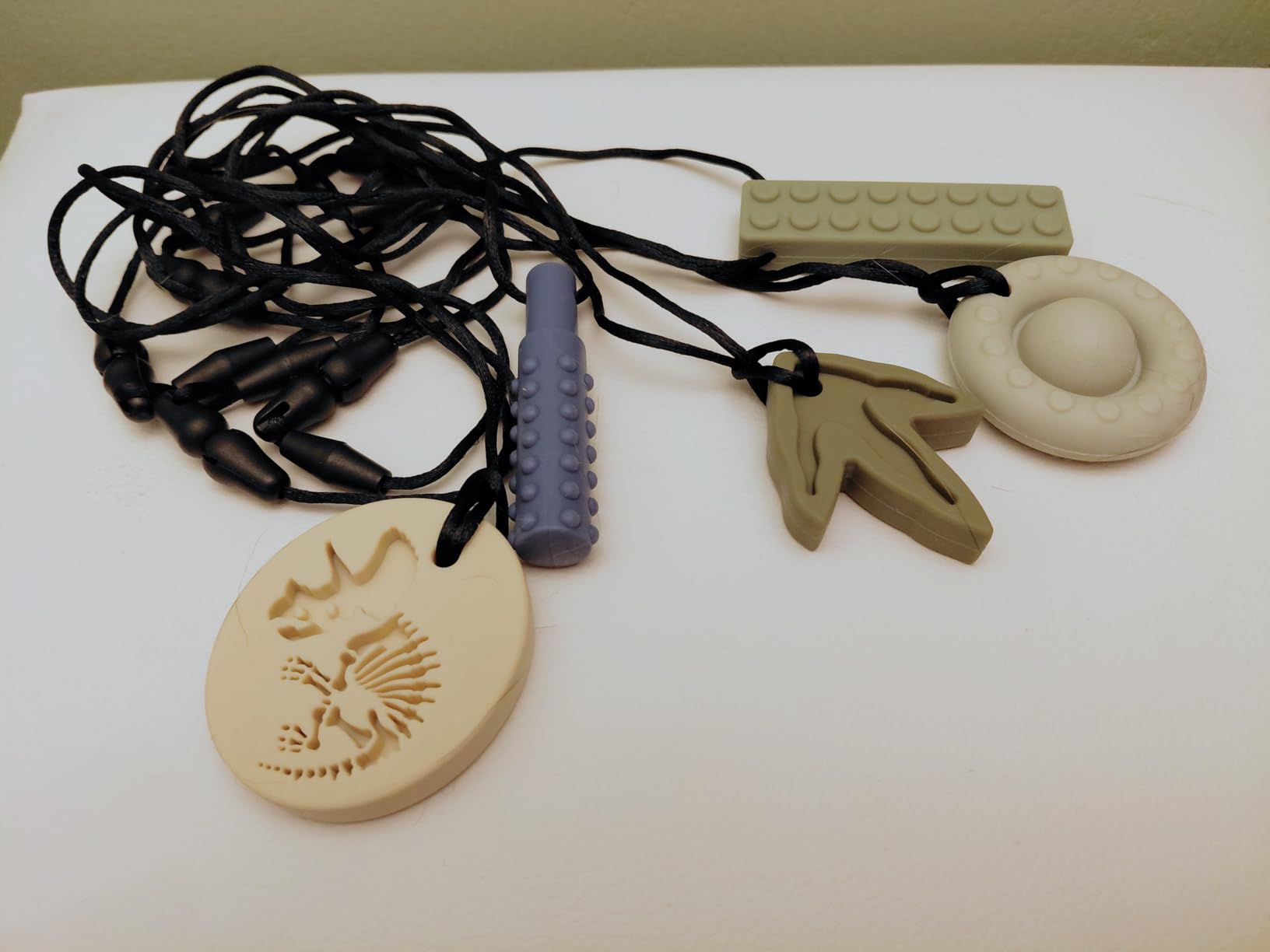 MISSLILI Sensory Chew Necklaces for Aggressive Chewers - Silicone Chewelry for Autism, ADHD, Oral Motor Therapy & Baby Teething - Dinosaur (BPA-Free, Textured Surface) customer photo 2