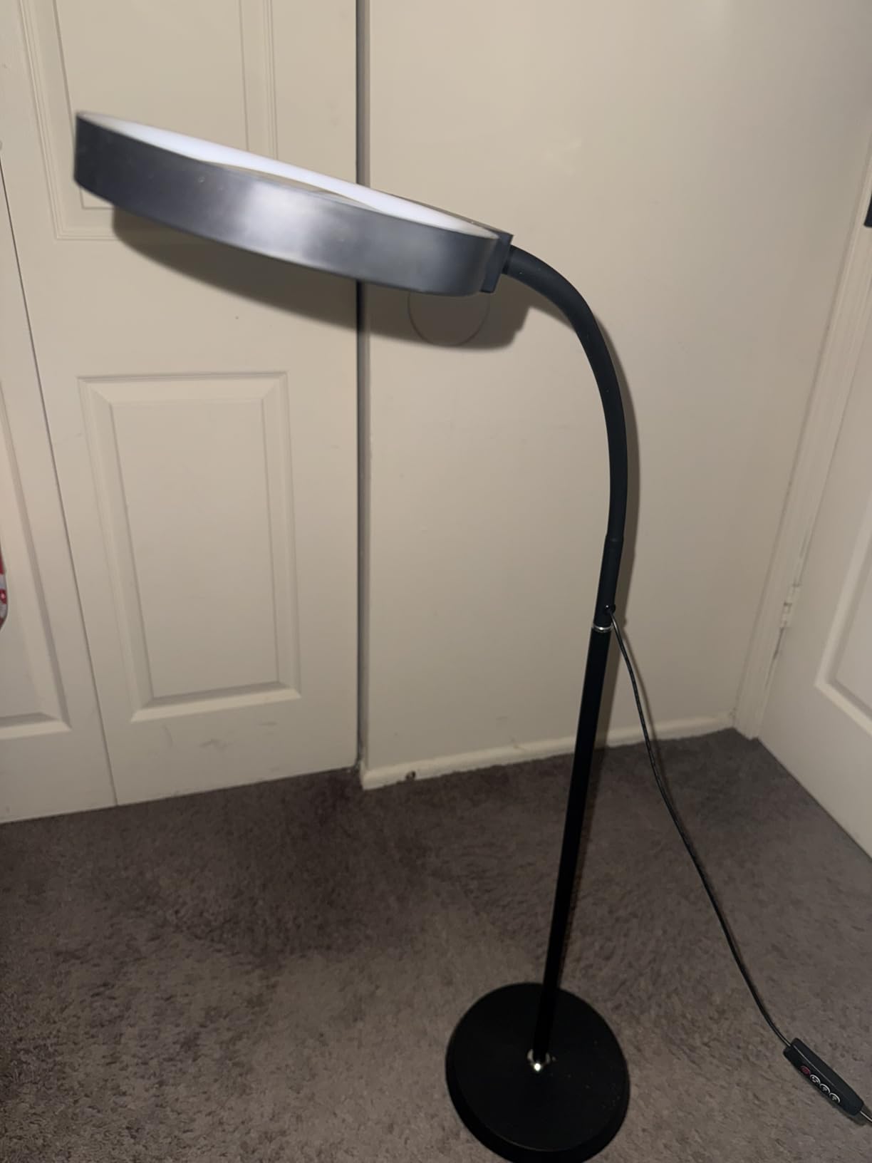 10X/30X Magnifying Glass with Light and Stand, 2-in-1 Magnifying Floor Lamp with 72 Adjustable Brightness LED Lamp Bulbs, Flexible Gooseneck Standing Magnifying Lamp for Close Work, Craft, Reading customer photo 1