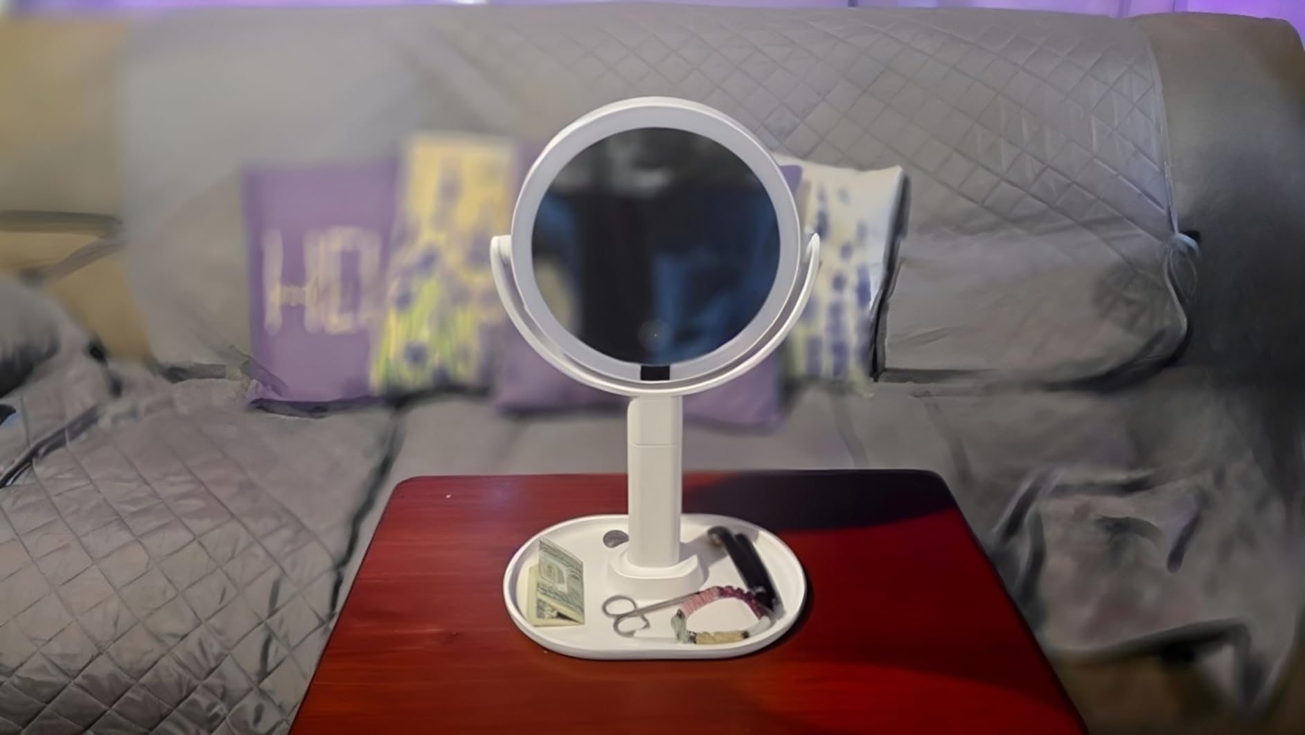 B Beauty Planet Vanity Mirror with Lights, 30X Magnifying Makeup Mirror with 3 Lighting and Adjustable Brightness, Rechargeable 2-Sided Height Adjustable Desk Mirror for Bathroom customer photo 2