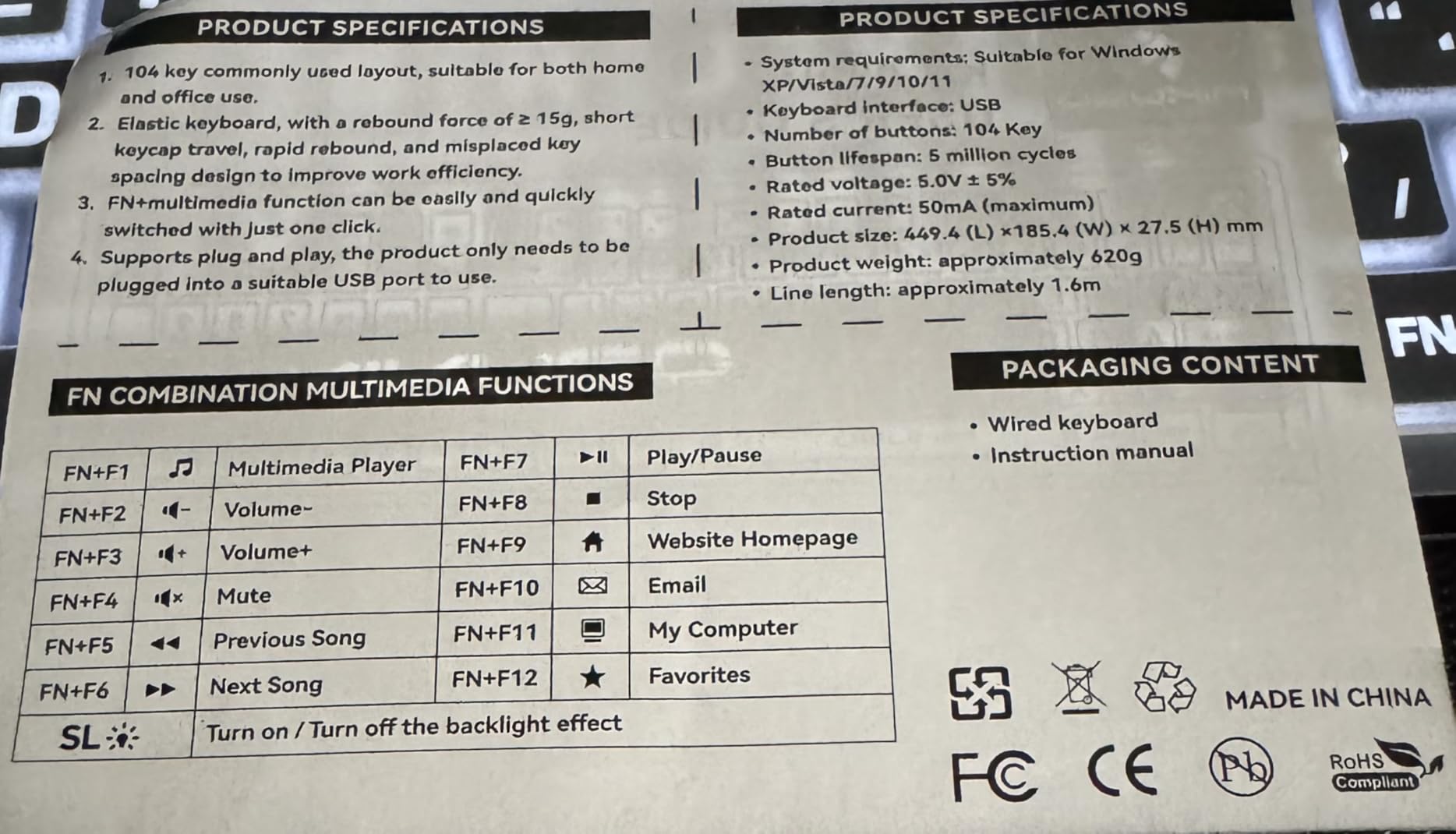 Large Print Backlit Keyboard for Seniors, Visually Impaired - High Contrast Black Keys, White LED with Cover, Wired USB 104 Full Size - Easy to Read Big Letters for Macular Degeneration Low Vision (No Glare) customer photo 2