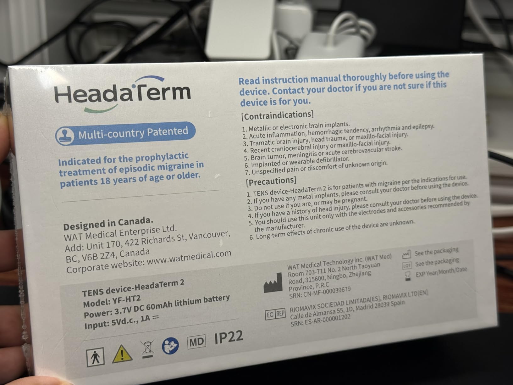 HeadaTerm-2 Migraine Relief Device e-TNS Technology Rechargeable Head Cap Treatment for Migraine and Headache, Drug-Free, Clinically Proven, Fast-Acting, No Side Effects (1* HeadaTerm 2 +3*Electrodes) customer photo 2