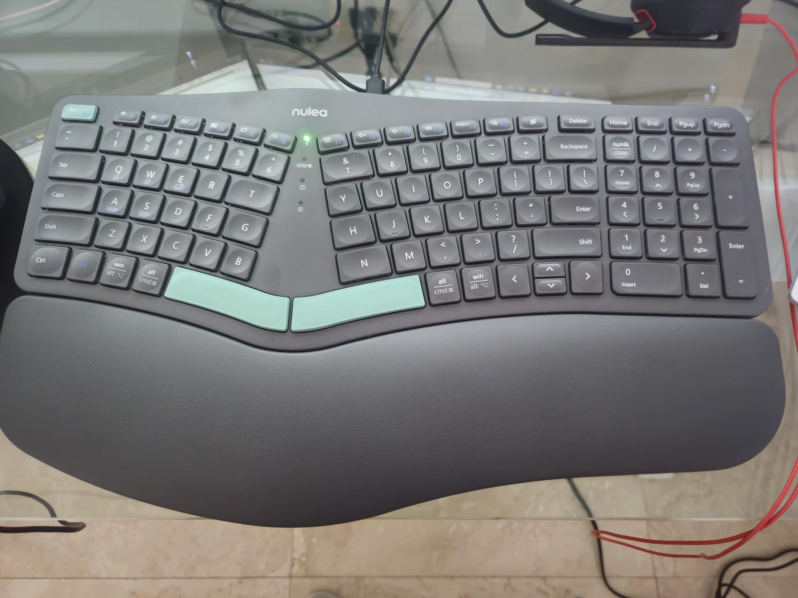 Nulea Wireless Ergonomic Keyboard, Split Keyboard with Cushioned Wrist Rest, USB and Bluetooth Connectivity, USB-C Rechargeable, Compatible with Windows Mac customer photo 1
