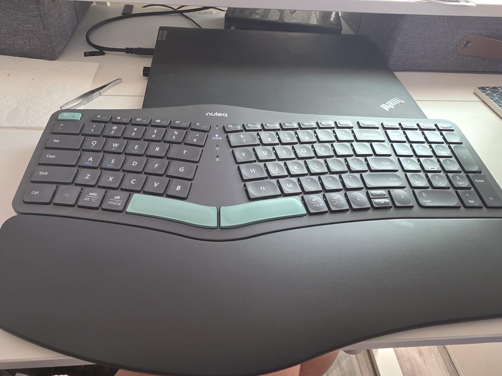 Nulea Wireless Ergonomic Keyboard, Split Keyboard with Cushioned Wrist Rest, USB and Bluetooth Connectivity, USB-C Rechargeable, Compatible with Windows Mac customer photo 2