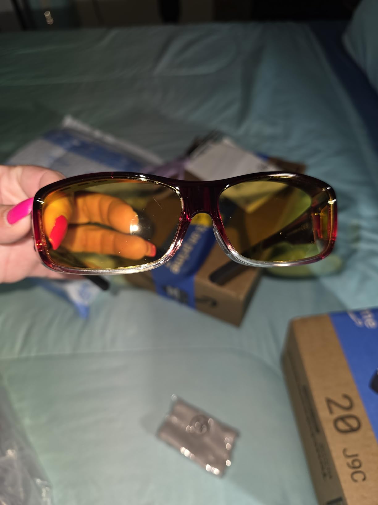 Night Vision Driving Over Glasses, Nighttime Glasses Men Women Anti Glare Yellow Tinted Lens Lightweight customer photo 1