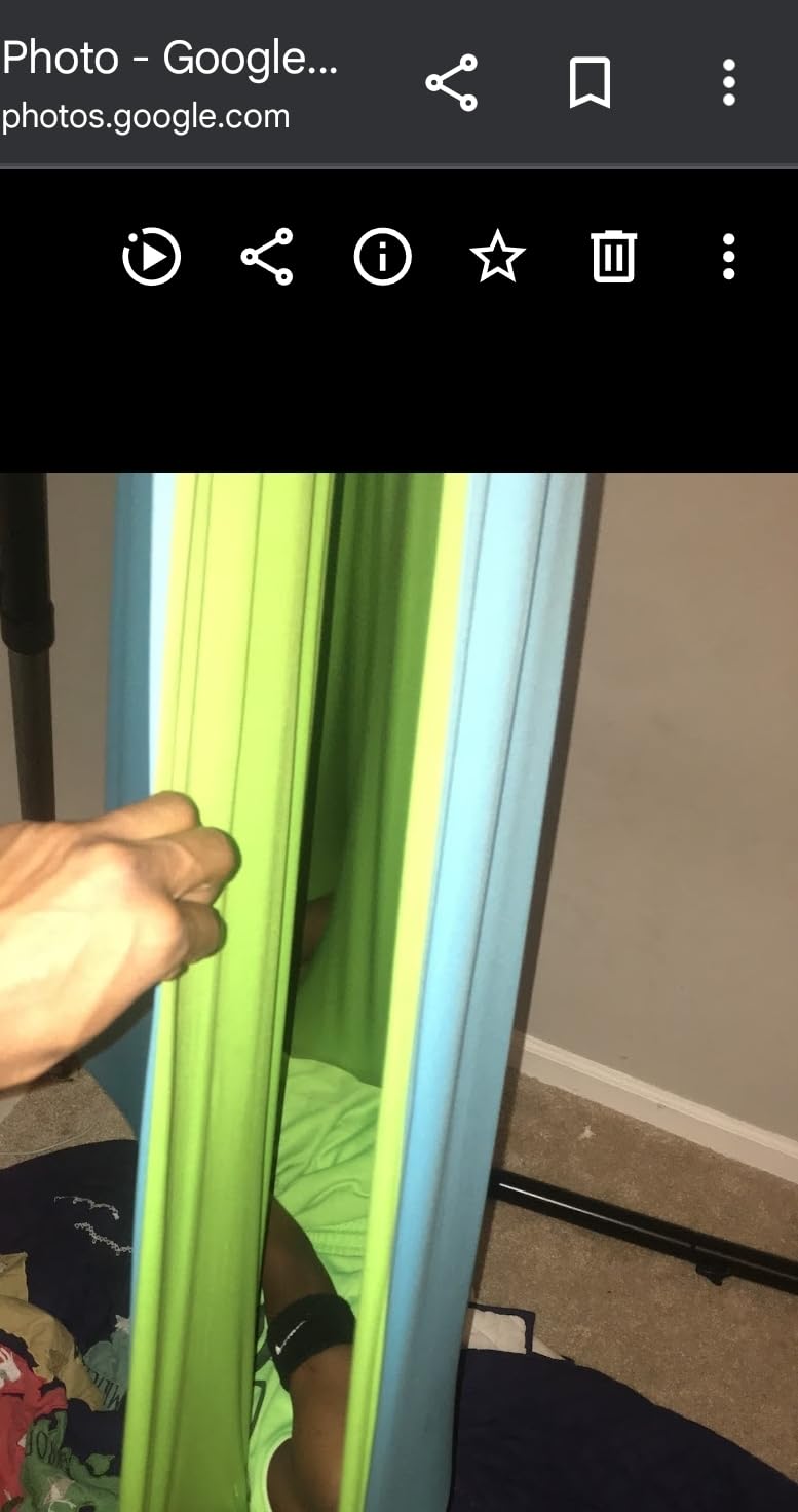 OUTREE Double Layer Therapy Swing with 360 Swivel Hanger, Healing & Relaxing Cuddle Swing for Kids and Adults with Autism, ADHD, Sensory Processing Disorder (Orange-Green Gradient) customer photo 1