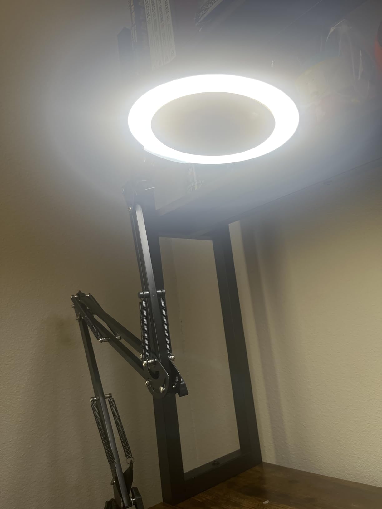 12X Magnifying Glass with Light and Clamp, Ultra Long 3 Section Swing Arm LED Desk Lamp, Real Glass Lens, 5 Color Modes Dimmable, Hands Free Lighted Magnifier with Stand for Repair Craft Close Work customer photo 1