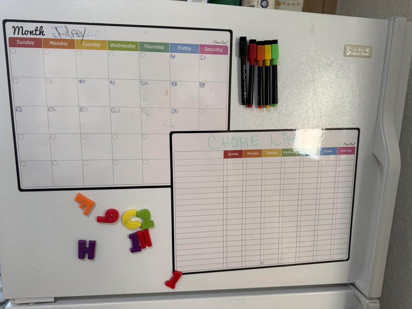 Magnetic Dry Erase Weekly Calendar for Fridge - Large 17
