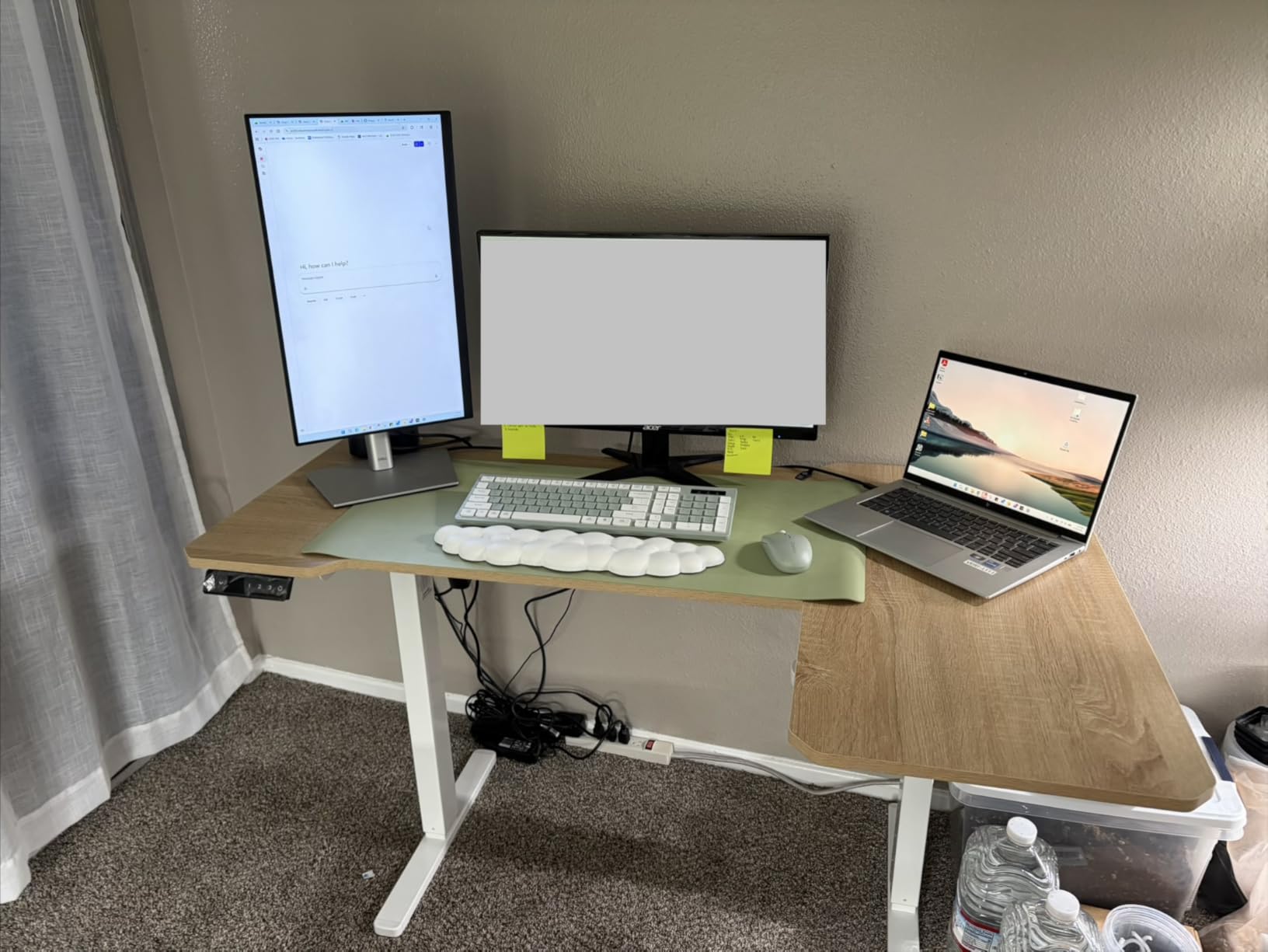 Acrolix L Shaped Electric Standing Desk - 51x31.5 Inch Reversible Corner Sit Stand Desk with Hook & Cup Holder, Electric Height Adjustable Table, for Small Home Office & Bedroom Computer Desk, Oak customer photo 1