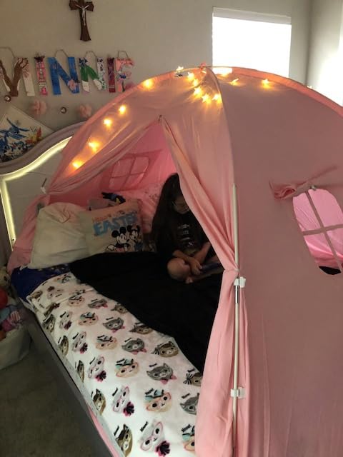 Bed Tent Twin Size - Privacy Sleeping Space with Blackout Design, Breathable Portable Indoor Floor Bed Tent for Toddler Transition, Cottage Drafty Room Floor Bed use (Twin-Black) customer photo 1