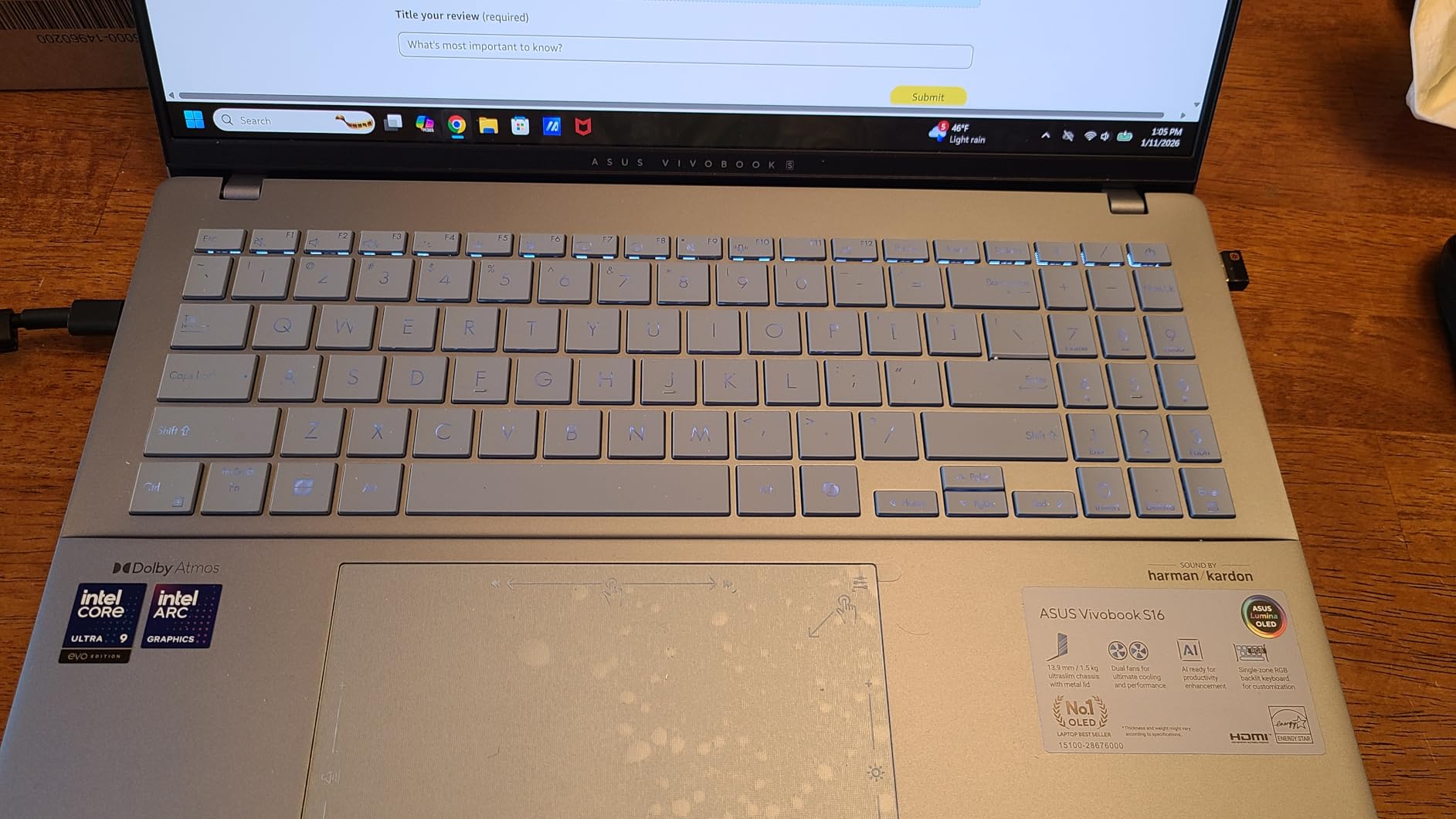 Vivobook S16 AI PC Laptop | 16-inch 2.8K OLED 120Hz | Intel Core Ultra 9 285H | 32GB RAM 1TB SSD | RGB Backlit for Creator Designer Business Professional Win11 Pro w/DLCA Accessory customer photo 2