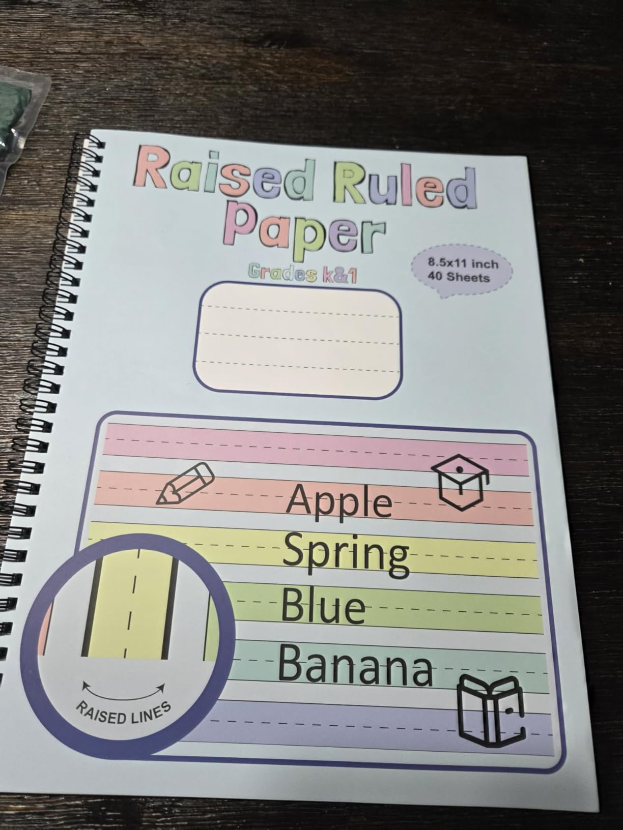 Colored Raised Line Handwriting Paper 8.5x11 Inch Wide Ruled Writing Paper Spiral Bound with ADHD 0.63 In Spacing Multi Sensory Dysgraphia Pad Handwriting Practice Workbook for Kids Kindergarten customer photo 1