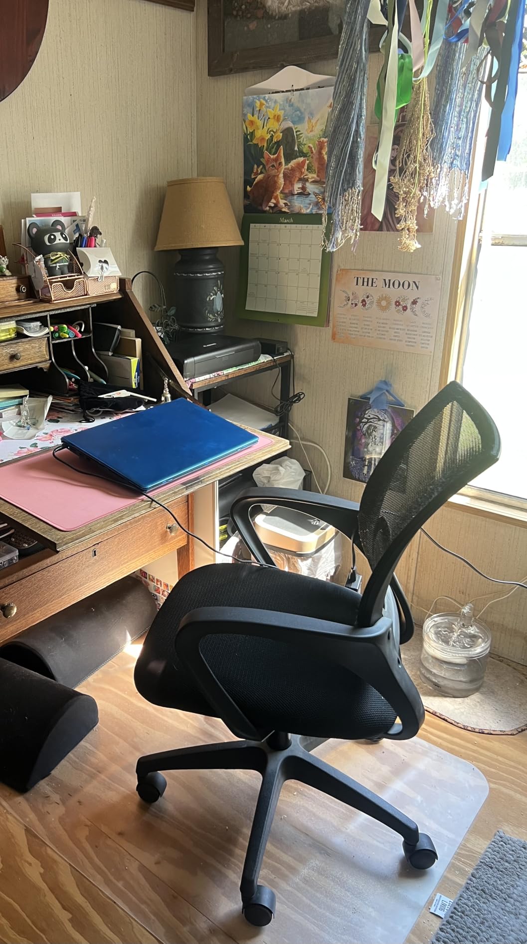 BestOffice Ergonomic Office Chair, Mid-Back Swivel Desk Chair, Breathable Backrest & Lumbar Support, Adjustable Height, Sponge Seat, Rolling Wheels, Dark Black customer photo 2