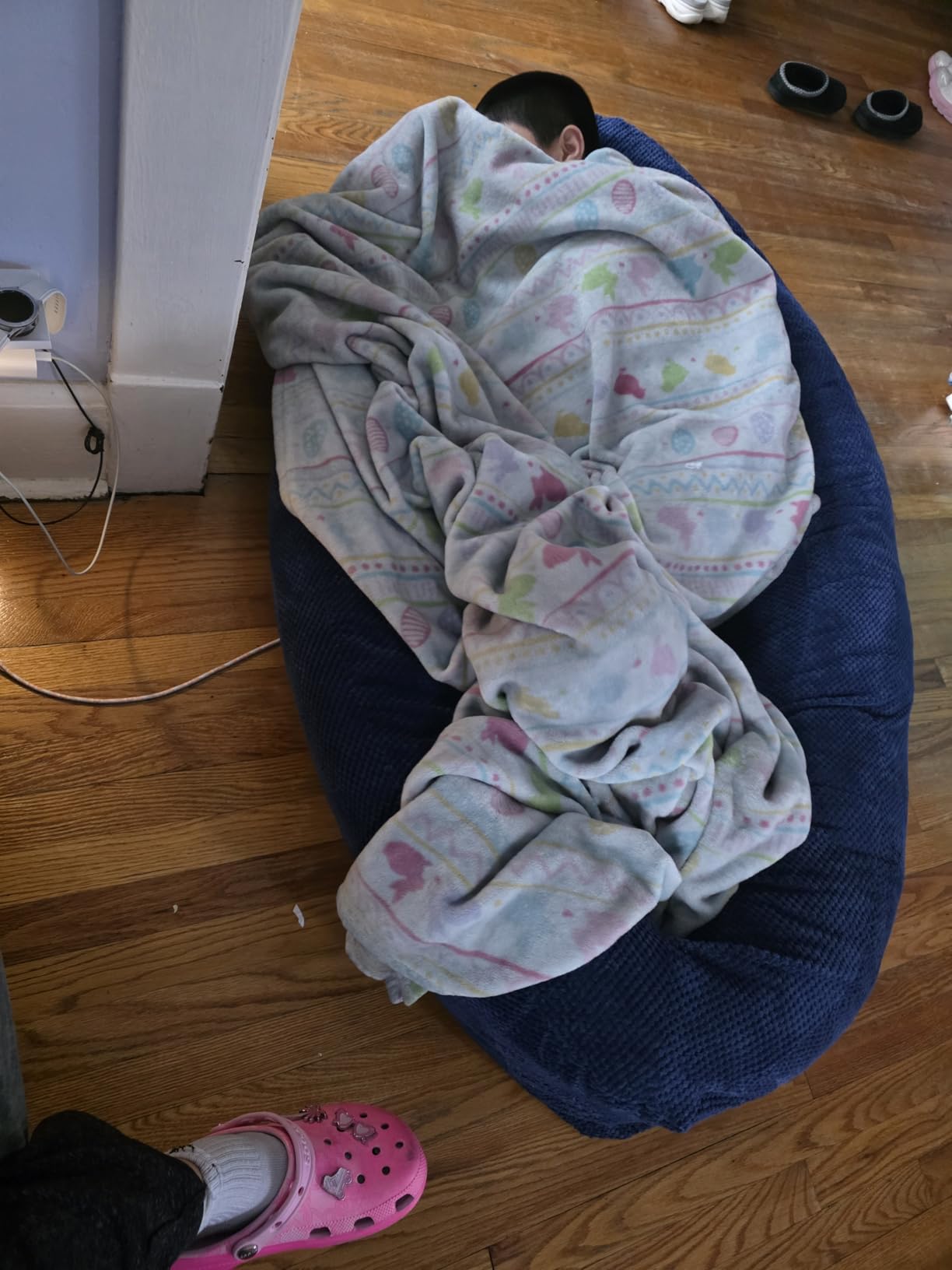 Sensory Chair for Autistic Children - Foam Peapod Sensory Canoe with Non-Slip Base, Soft Cover Machine Washable, Calming Cocoon for Kids(Navy Blue) customer photo 1