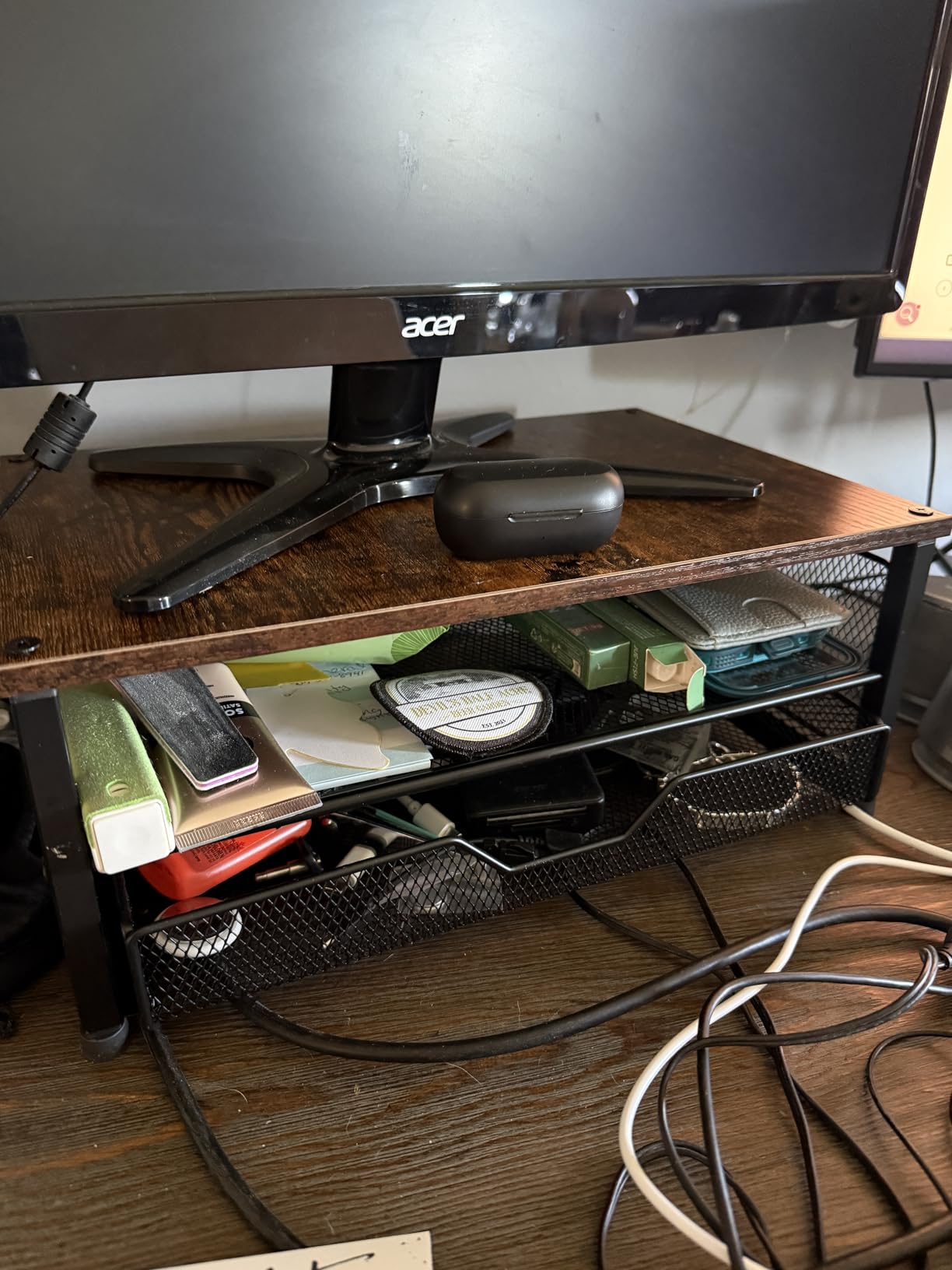 OPNICE Desk Organizers and Accessories, Computer Monitor Stand Riser with Drawer and 2 Pen Holders, Printer & Laptop Stand, Office Desk Accessories & Workspace Organizers for Home Office Supplies, Black customer photo 2