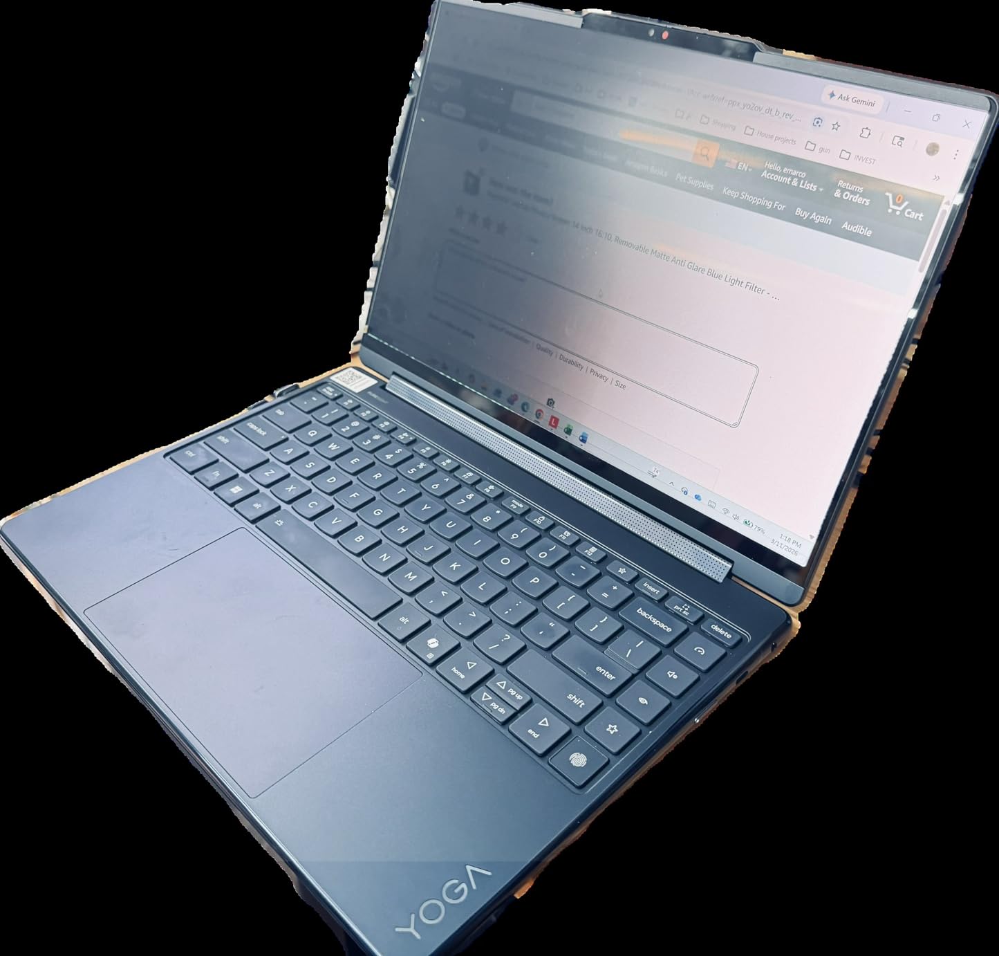 Magnetic Laptop Privacy Screen 16 Inch 16:10, Removable Matte Anti Glare Blue Light Filter - Computer Privacy Shield for 16