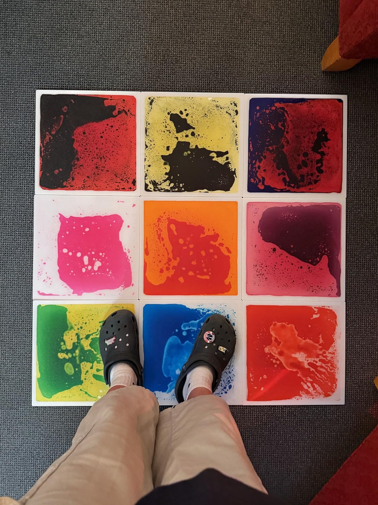 Toddler Sensory Liquid Floor Mats - 6-Piece Liquid Play Mat Pack, 12