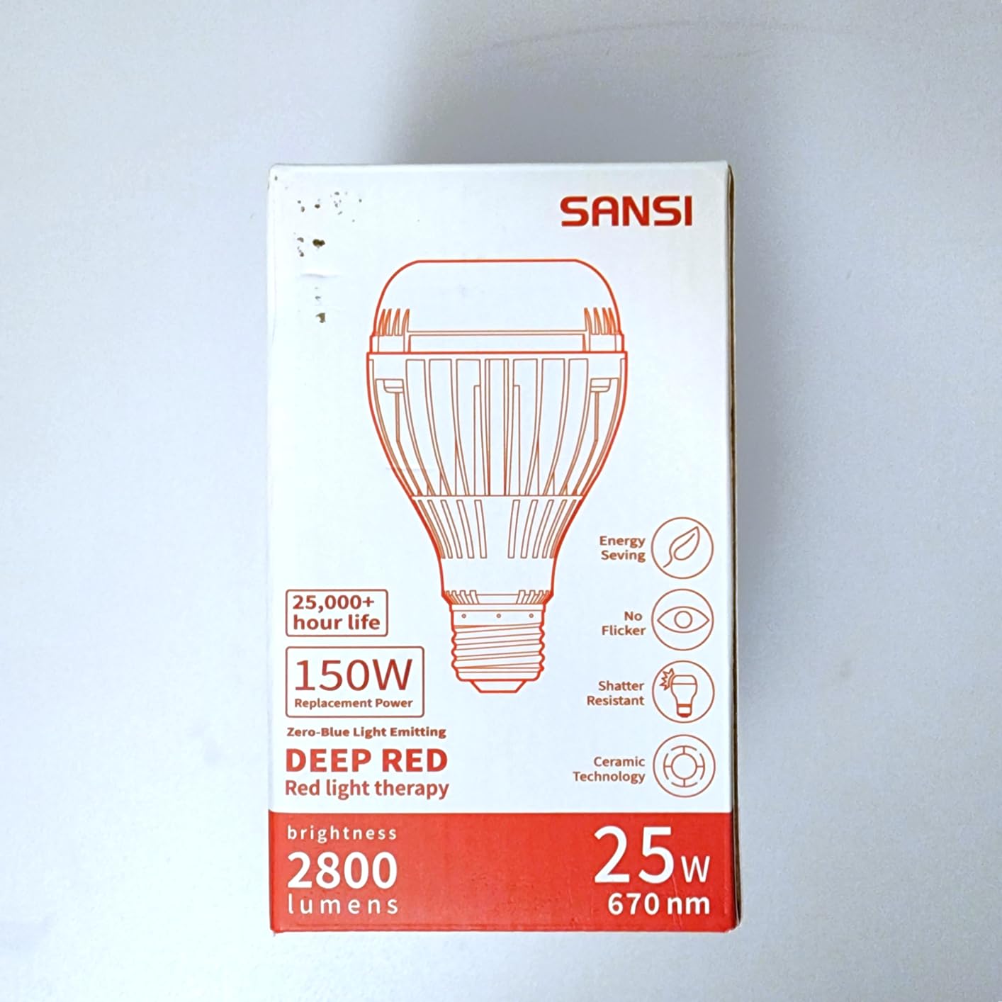 SANSI 670nm Red Light Bulb for Sleep Therapy, Zero Blue Light for Melatonin Promoting Natural Sleep Aid, 6W A15 E26 LED Red Night Light for Bedroom, Baby Nursery customer photo 2