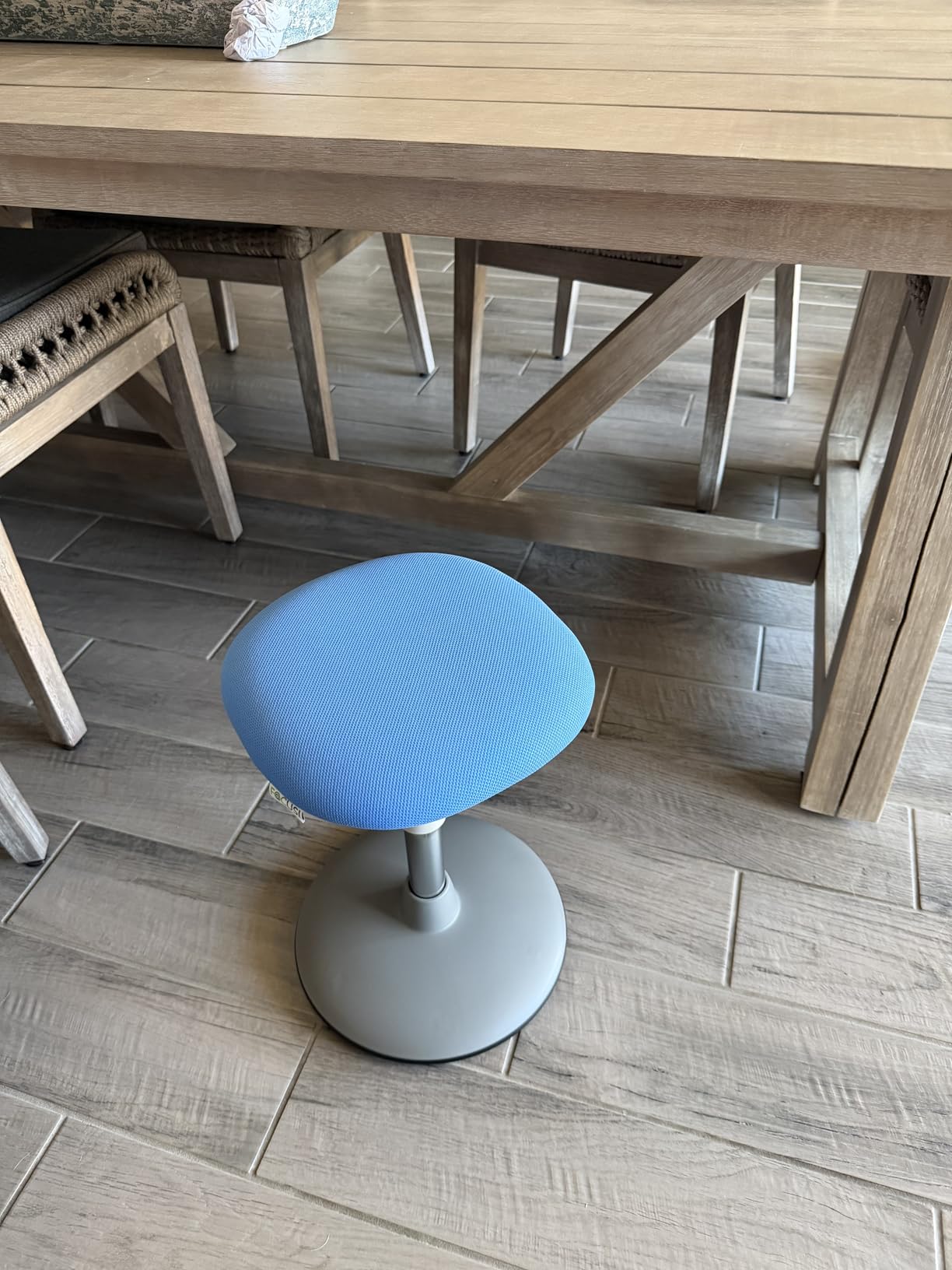 Wobble Stool for Kids Ages 7-12; Adjustable Height Wobble Stools for Classroom Seating with Soft Cushion; Flexible Wiggle Chair for Focus and ADHD Support + Bonus Blue Visual Timer (Sky Blue) customer photo 2