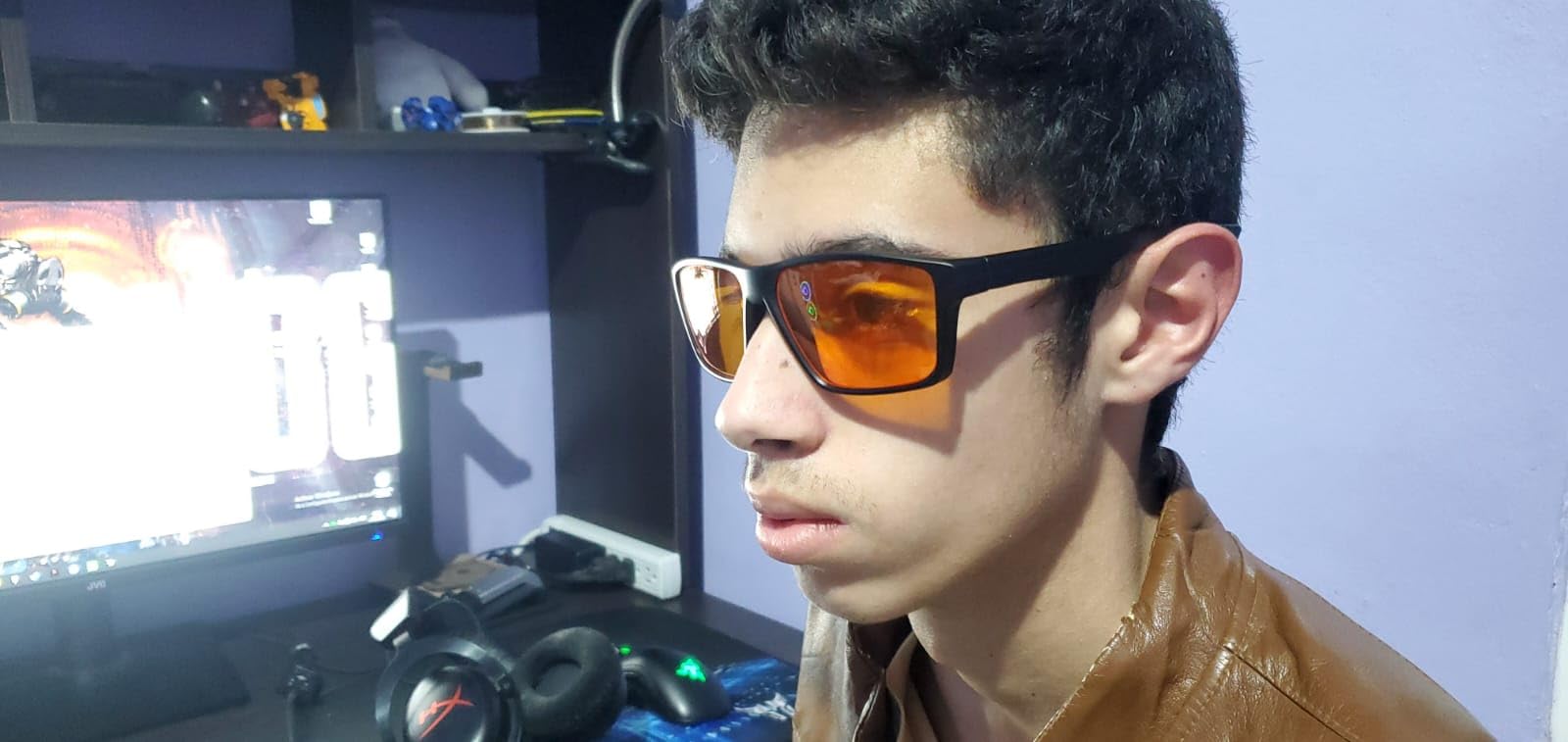 Blue Light Blocking Glasses for Gaming & Sleep - Dual Lens Amber Day & Red Night Glasses, Block 99% Blue Light customer photo 1
