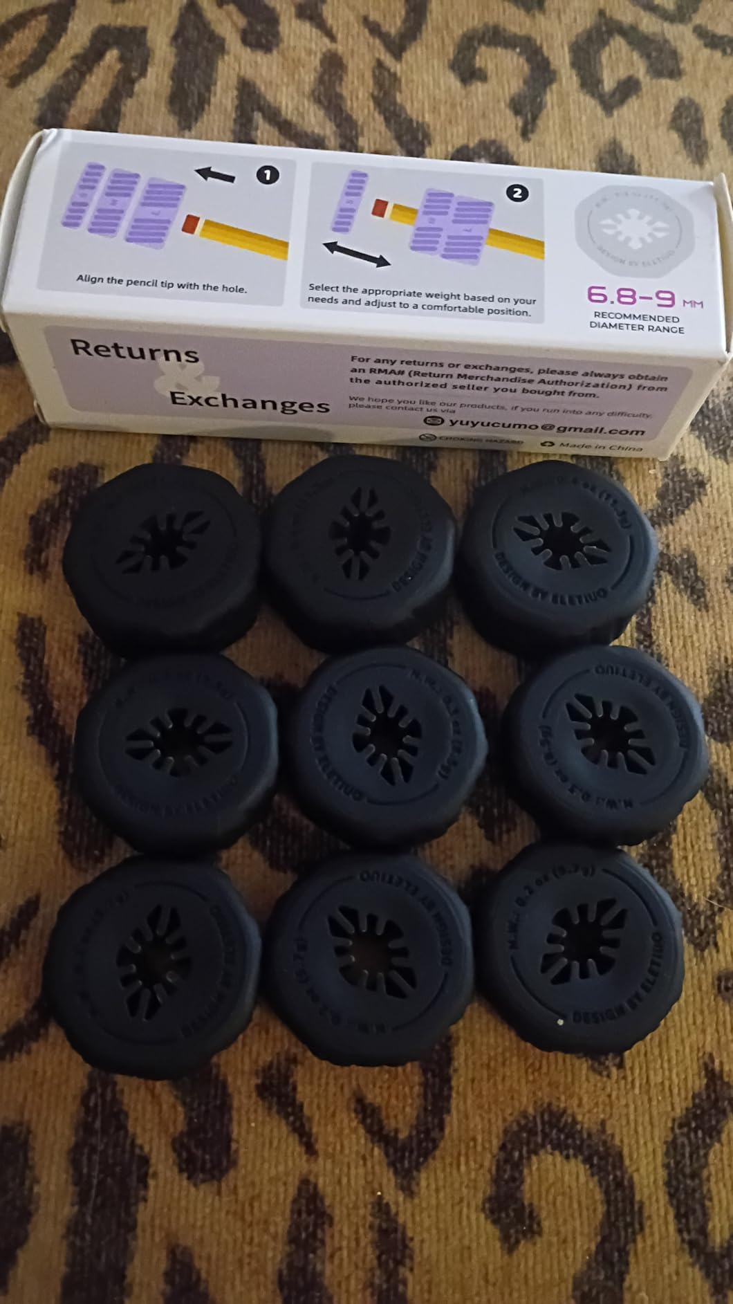 9-Pack Adjustable Pencil Weights (0.5-2.1oz), Textured Silicone Handwriting Aid for Kids & Adults & Special Needs, Improves Penmanship for Autism, ADHD, Tremors, Dyspraxia & Fine Motor Skills, Black customer photo 2