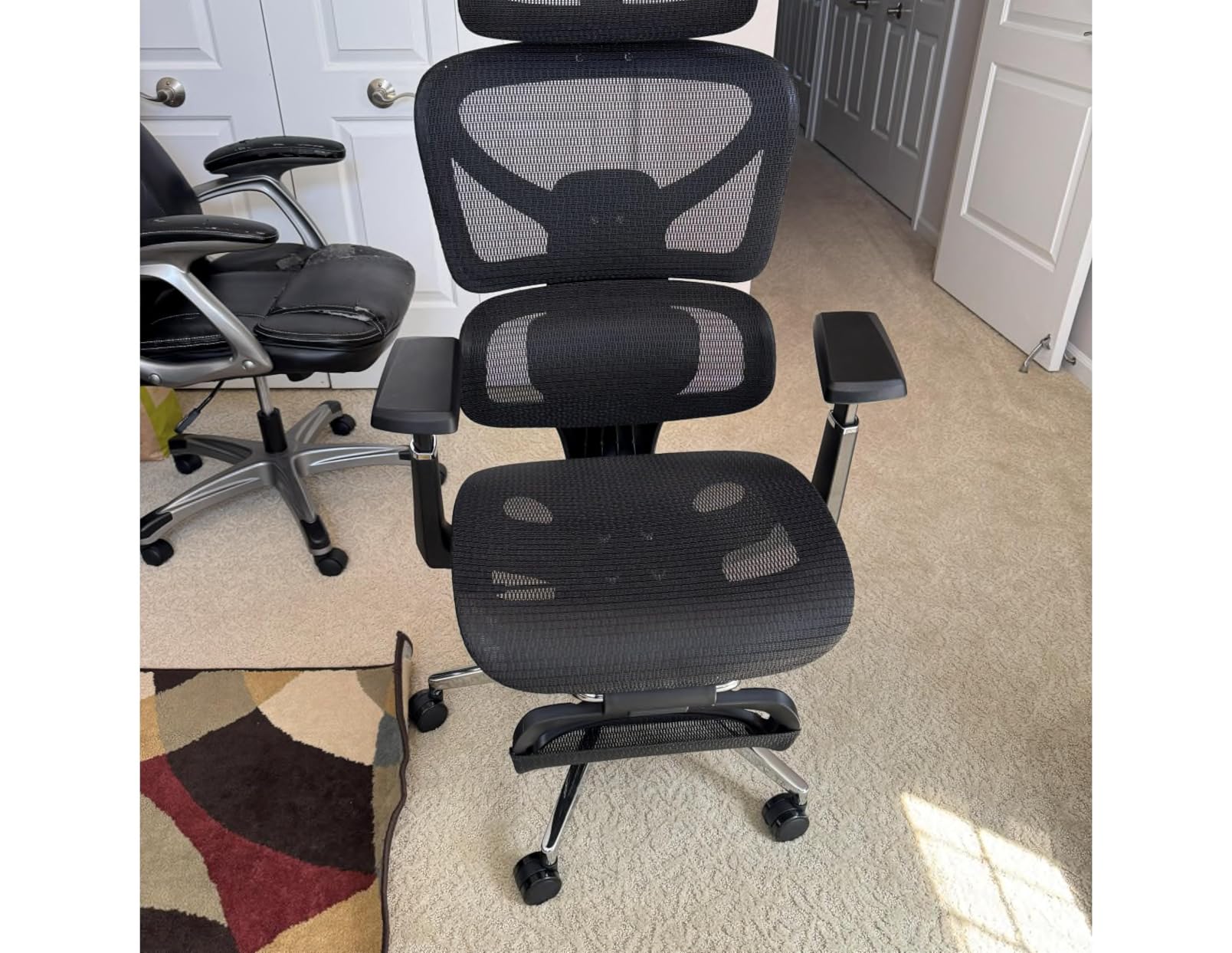 Cozyman Ergonomic Office Chair with Footrest - 5-Level Adjustable Lumbar Support & 90-135 Degree Recline, 3D Headrest & 4D Armrests, Breathable Mesh Seat Computer Chair for Home Office, Gaming, Light Grey customer photo 1