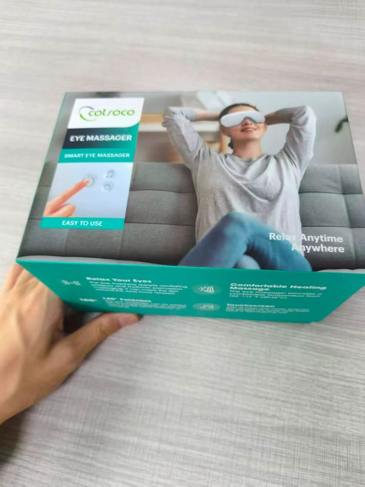 Cotsoco Eye Massager with Heat, Remote, and Compression, Adjustable Foldable Sleep Mask for Relaxing Eyes and Better Sleep, Migraine Relief Device customer photo 1