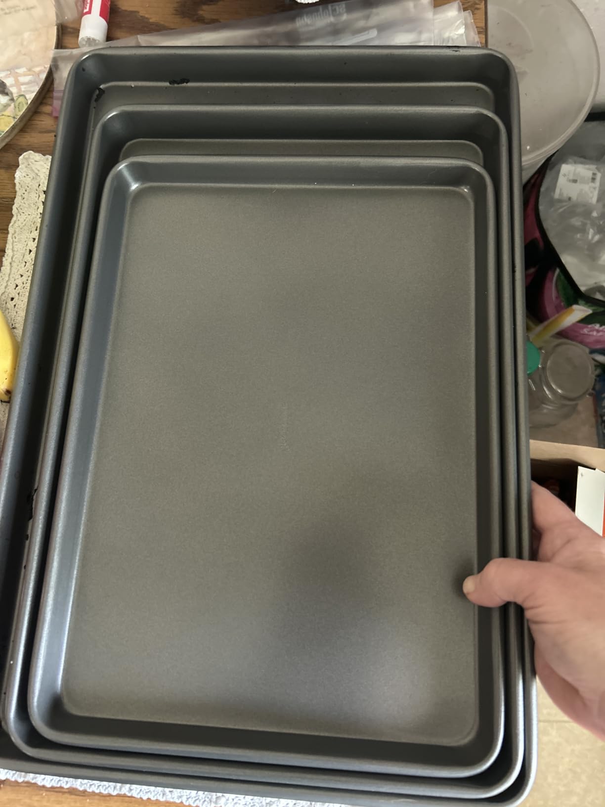 GoodCook Everyday Nonstick Baking Sheet Set, 3 Pack Includes Small (13×9) Medium (15×1) and Large (17×11) Pans Carbon Steel Construction Cookie Sheets Bakeware Set, Gray customer photo 1