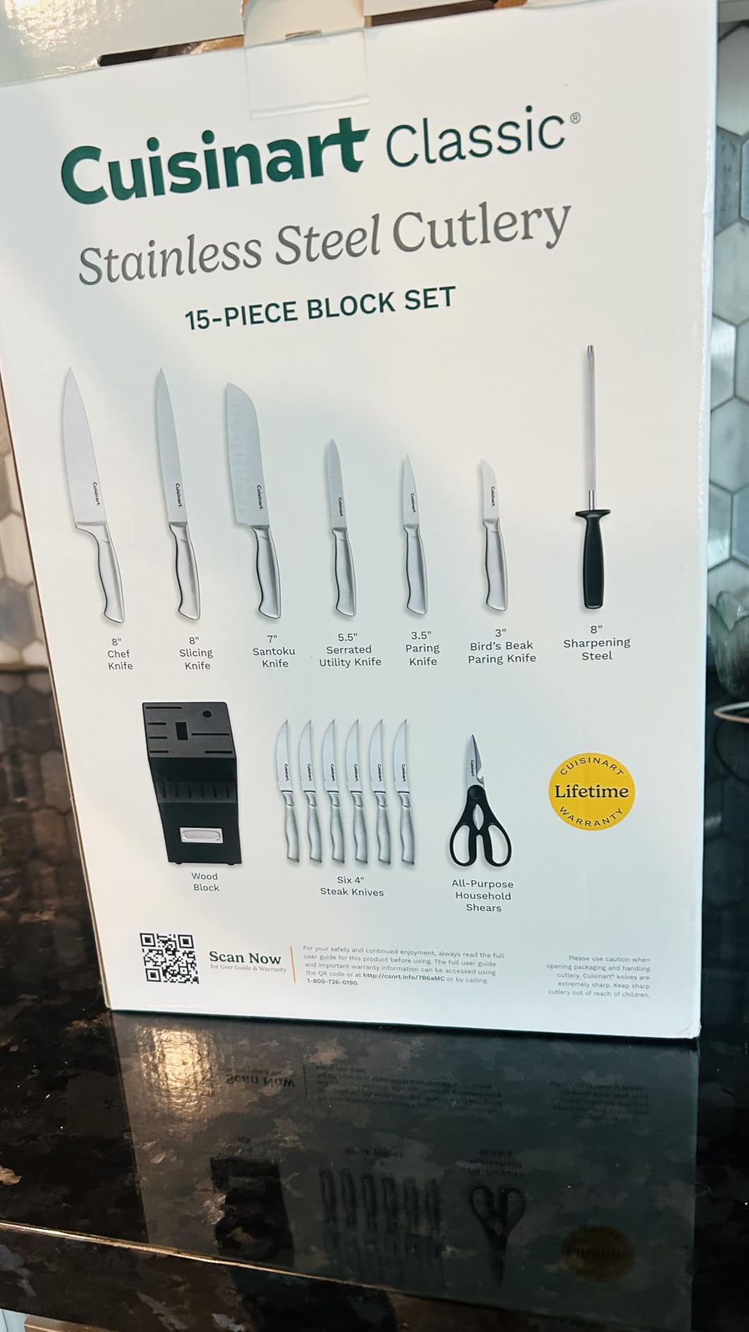 Cuisinart 15-Piece Stainless Steel Hollow Handle Block Set, C77SS-15PK | Kitchen knife set with high-carbon stainless steel blades, sharpening steel, household shears & wooden block customer photo 1