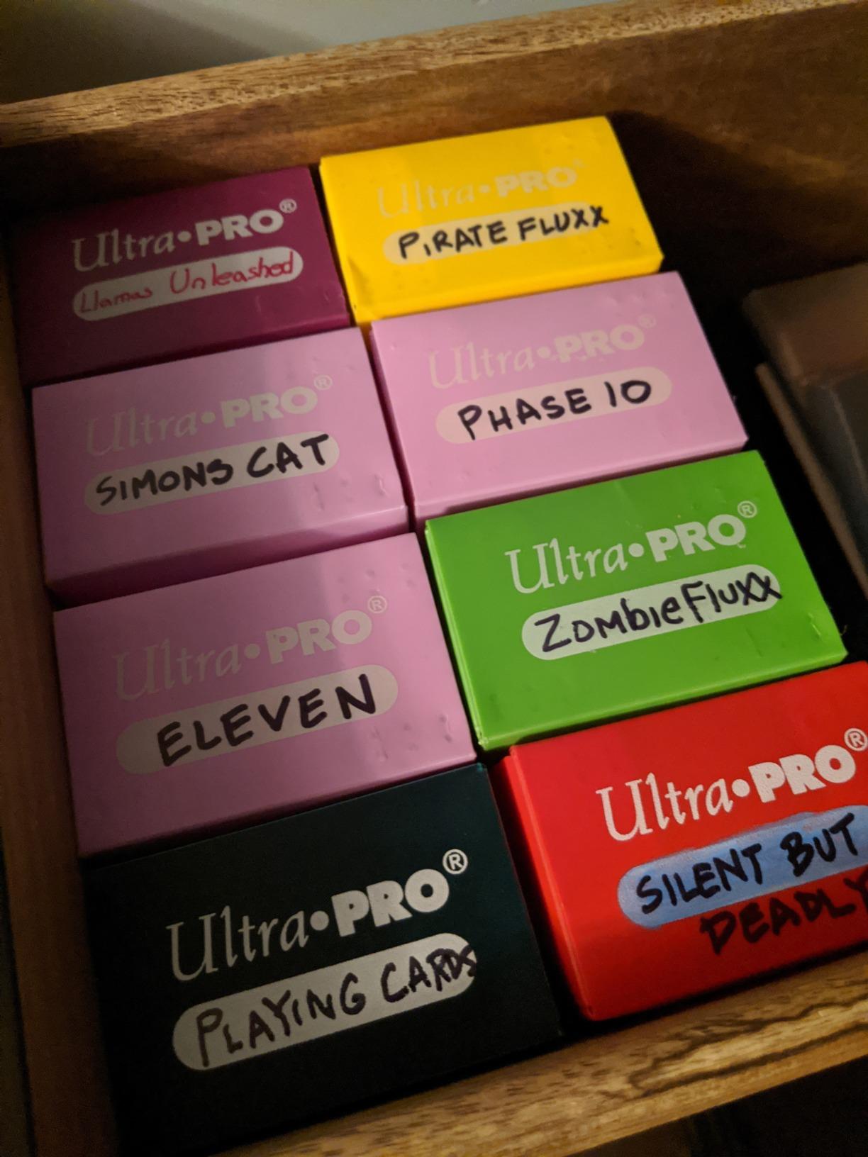 Set of Five New Ultra-Pro Deck Boxes (Dark Colors Incl. Black, Blue, Brown, Green, and Red) for Magic/Pokemon/YuGiOh Cards customer photo 1