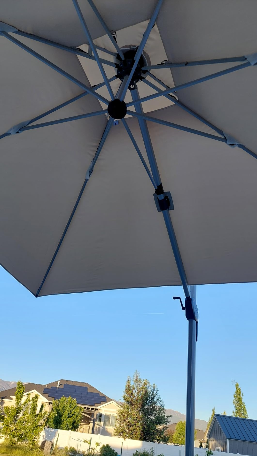 PURPLE LEAF Cantilever Patio Umbrellas 10' x 10' Square Double Top, Beige | 35MPH Wind-Resistant Frame, 3-Yr Fade-Resistant 240GSM Canopy, 30-Minute Setup, Easy Operation, For Backyard, Patio & Garden customer photo 2