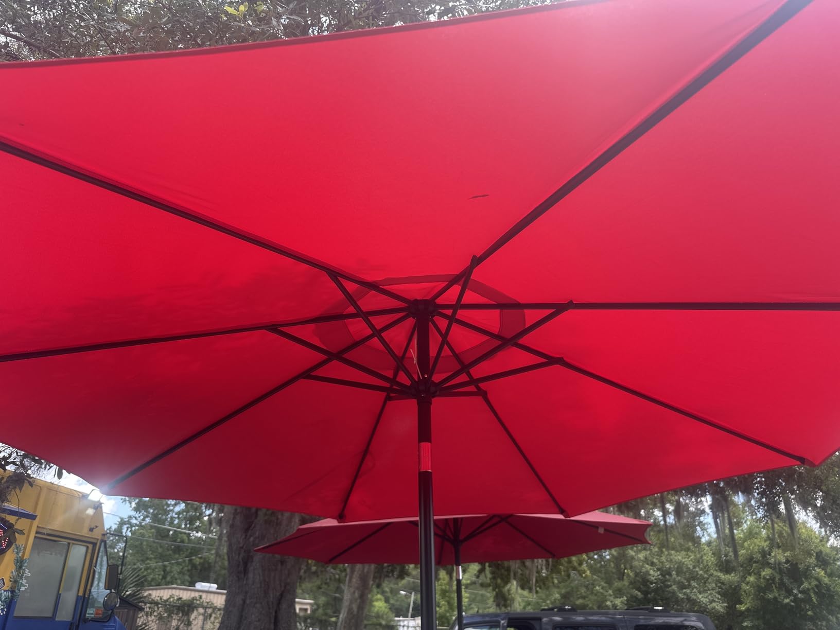 Sunnyglade 9' Patio Umbrella Outdoor Table Umbrella with 8 Ribs Red | 9 FT Patio Umbrella with Waterproof Polyester Canopy, Aluminum Pole, Push-Button Tilt & Crank for Outdoor Patio Tables, Pool customer photo 1