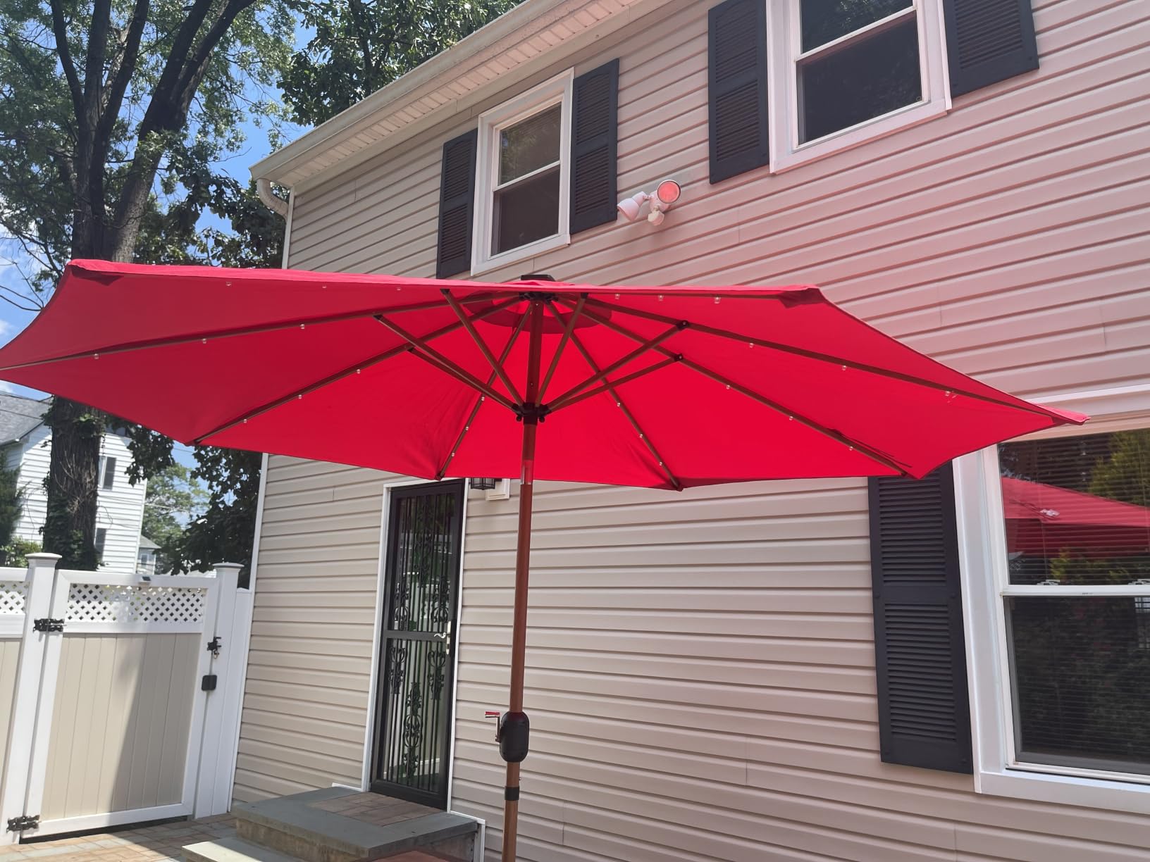 Best Choice Products 10ft Solar Polyester LED Lighted Patio Umbrella w/Tilt Adjustment and UV-Resistant Fabric - Tan customer photo 1