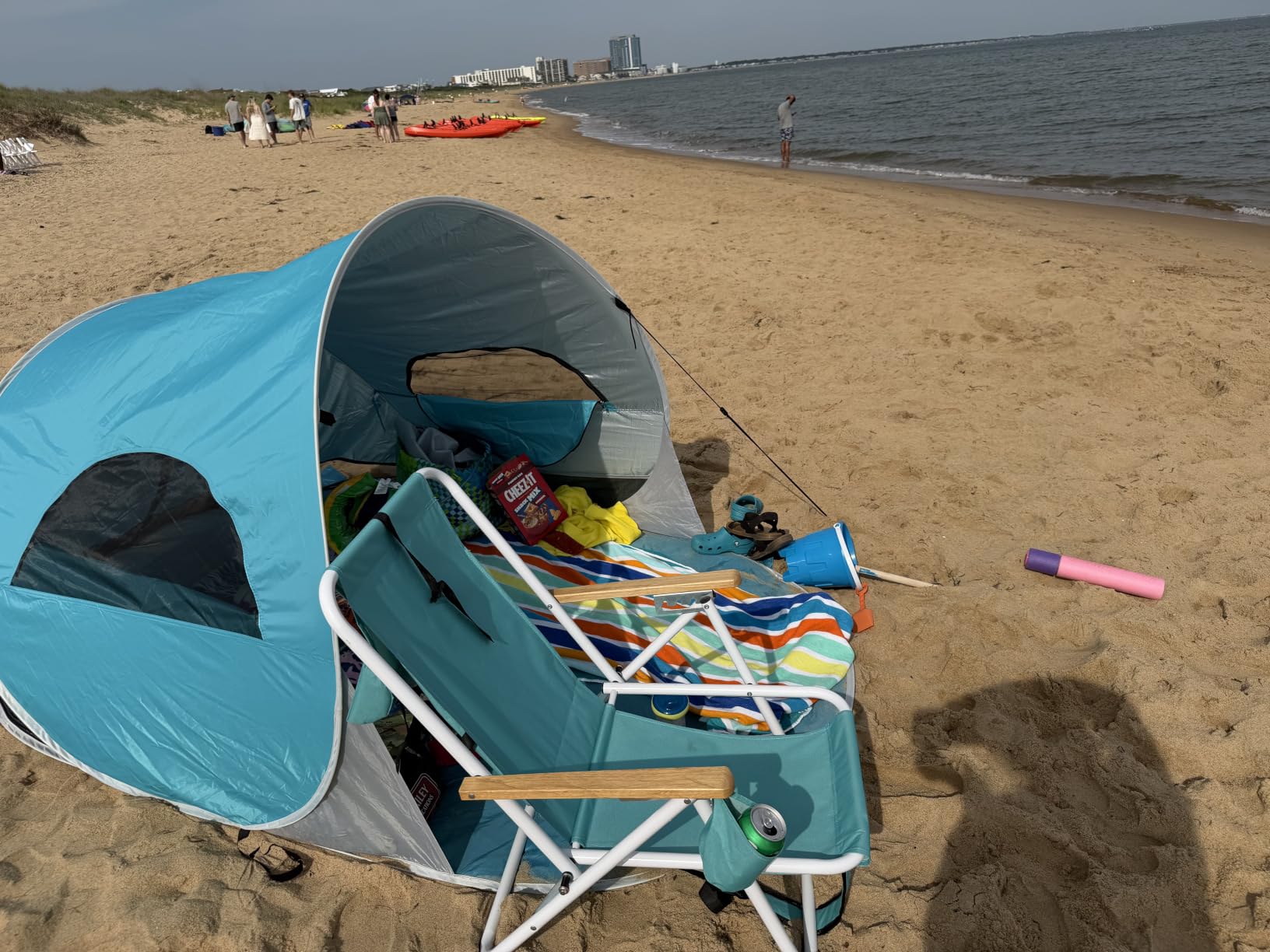 Wolfwise Pop up Beach Tent Sun Shelter with UPF50+ UV Protection, Instant Easy Setup Popup Beach Shade Canopy for 3 Person, Portable & Foldable with Carring Bag, 87 x57x47 in, Blue customer photo 1