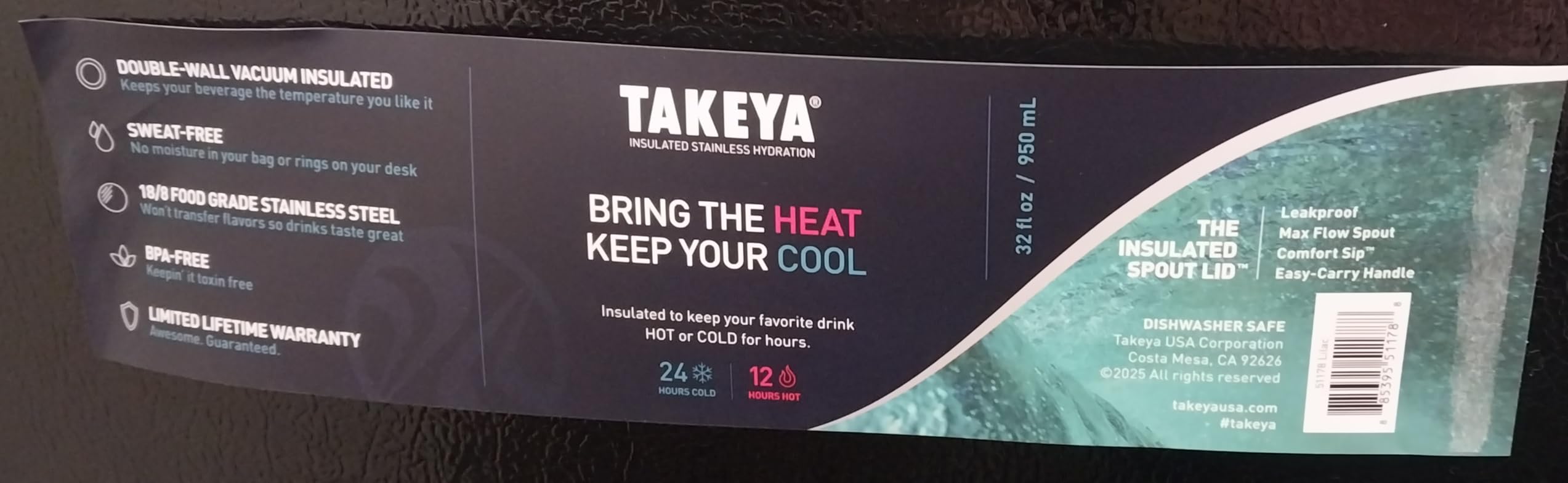 Takeya Actives Stainless Steel Water Bottle, Insulated Spout Lid, Keeps Drinks Cold 24 Hrs, Leakproof, 24 oz Onyx customer photo 1