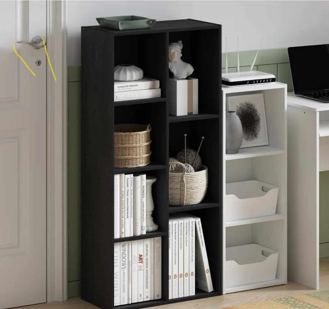 Furinno LUDER Book Shelf, 7-Cube Bookshelf, Bookcase with Open Shelves, 9.4 x 19.5 x 41.7, Easy Assembly, for Living Room, Bedroom, Home Office, White customer photo 1