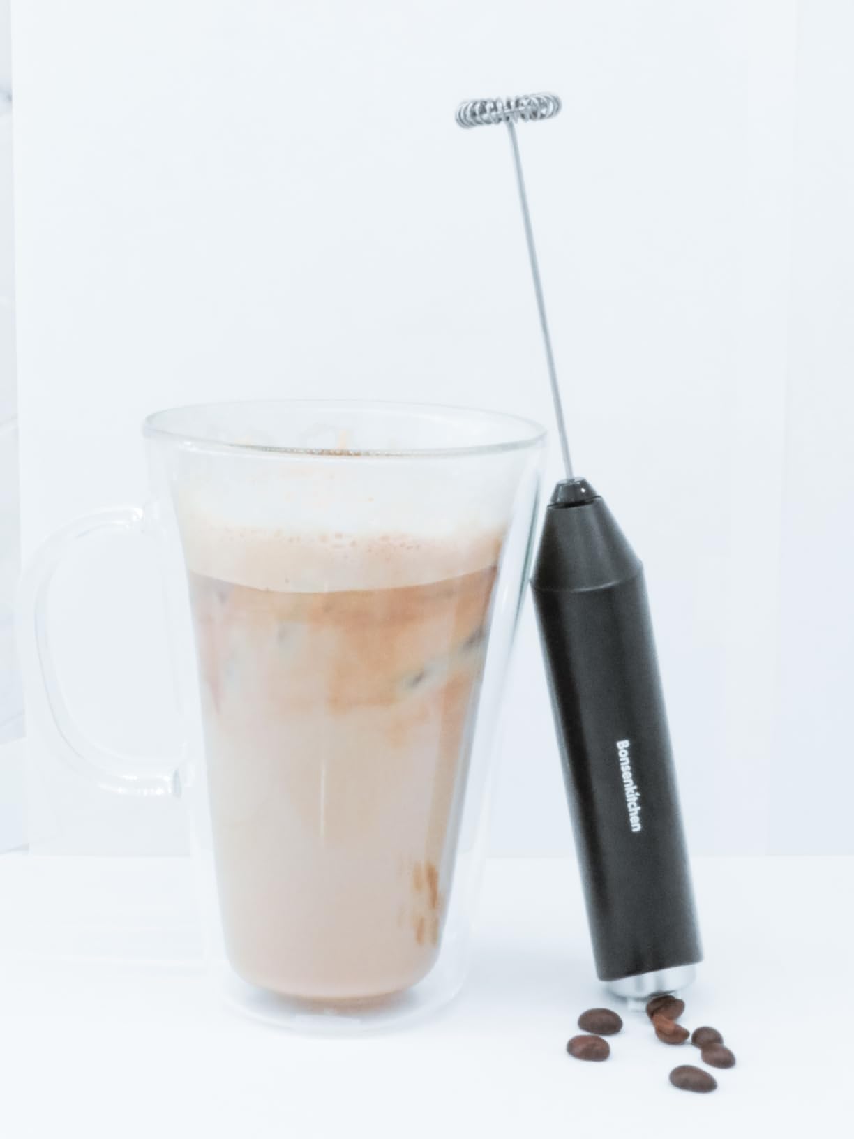 Bonsenkitchen Powerful Milk Frother for Coffee, Fast Handheld Drink Mixer with Stainless Steel Whisk, Battery Operated Hand Frother Stirrer Wand-Black customer photo 2