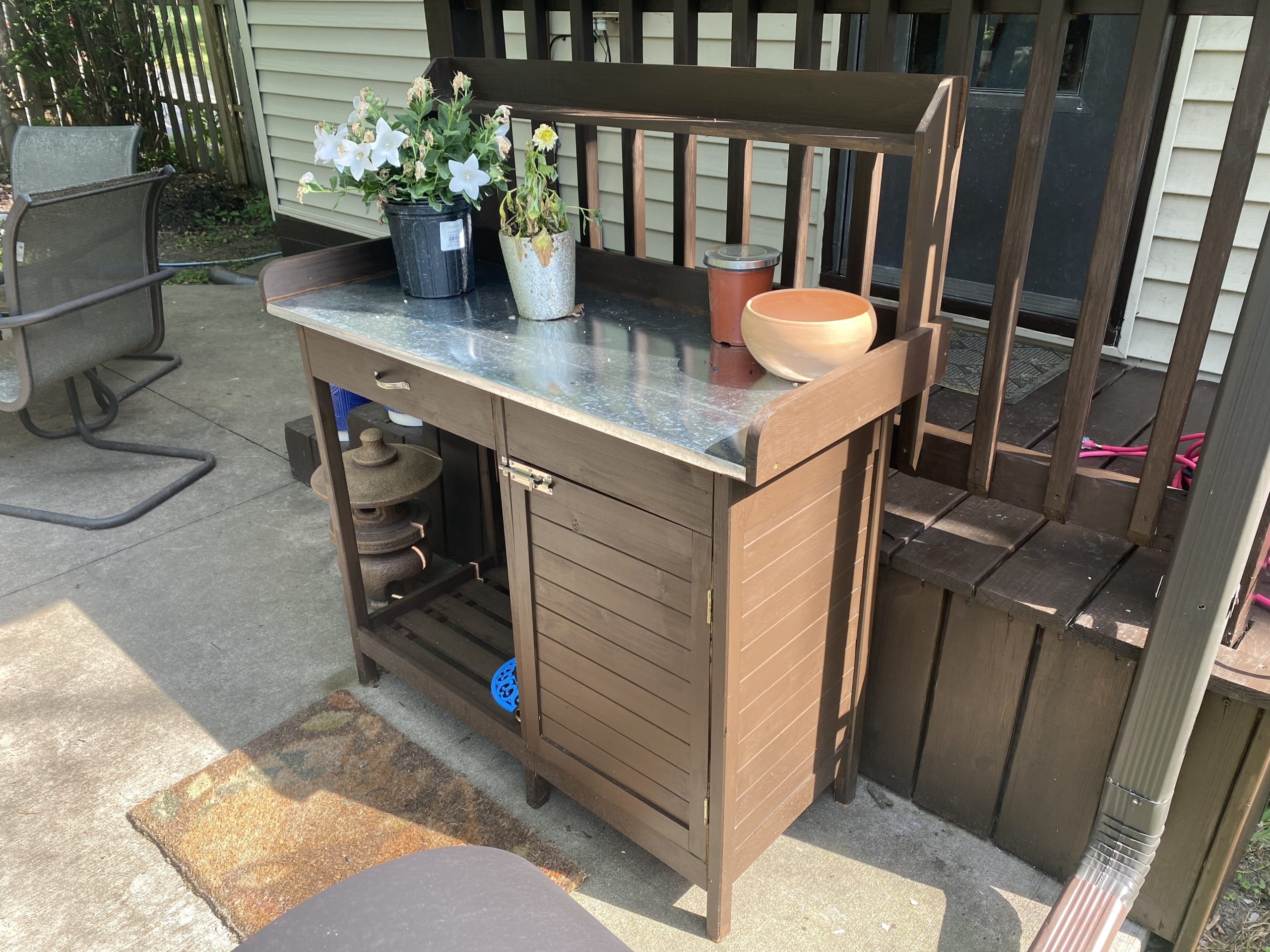 Topeakmart Outdoor Potting Bench with Storage Potting Table, Wood customer photo 1