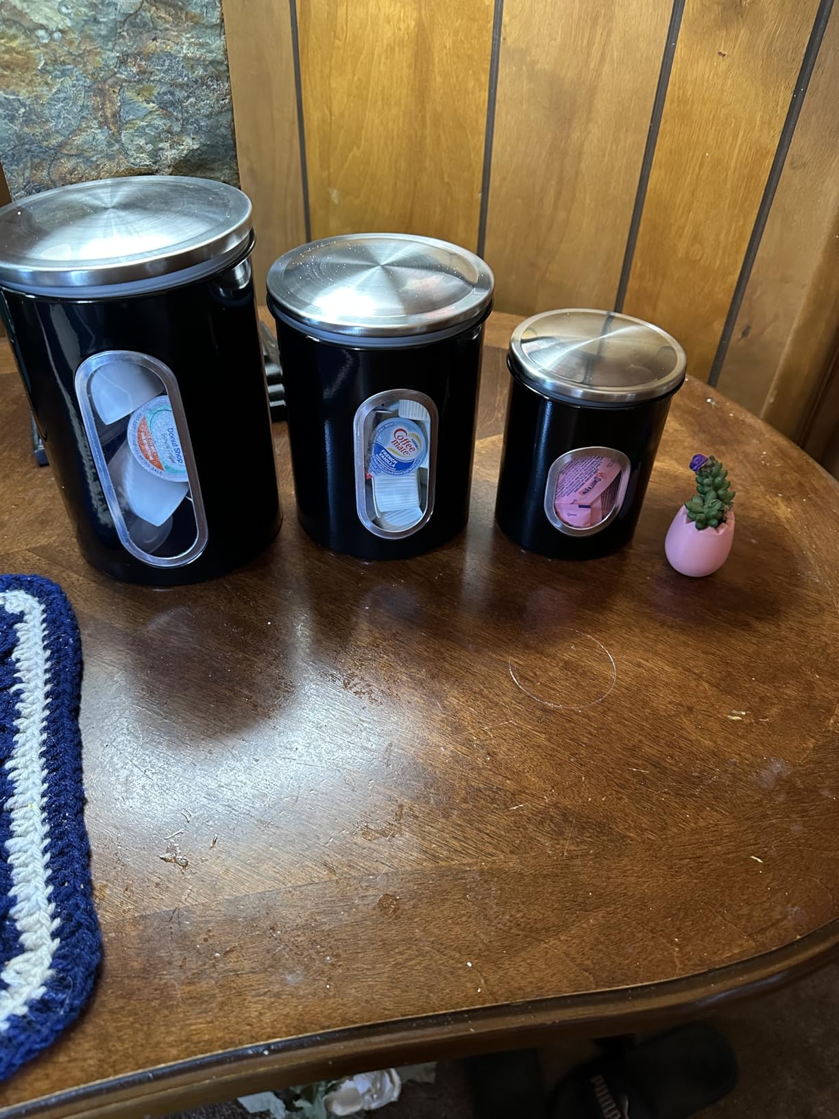 Mixpresso 3-Piece Black Canisters Sets For The Kitchen, Airtight Canister Set With See Through Window, Storage Jars for Coffee Container, Tea Organizer & Sugar Canister, Black Kitchen Canisters customer photo 2