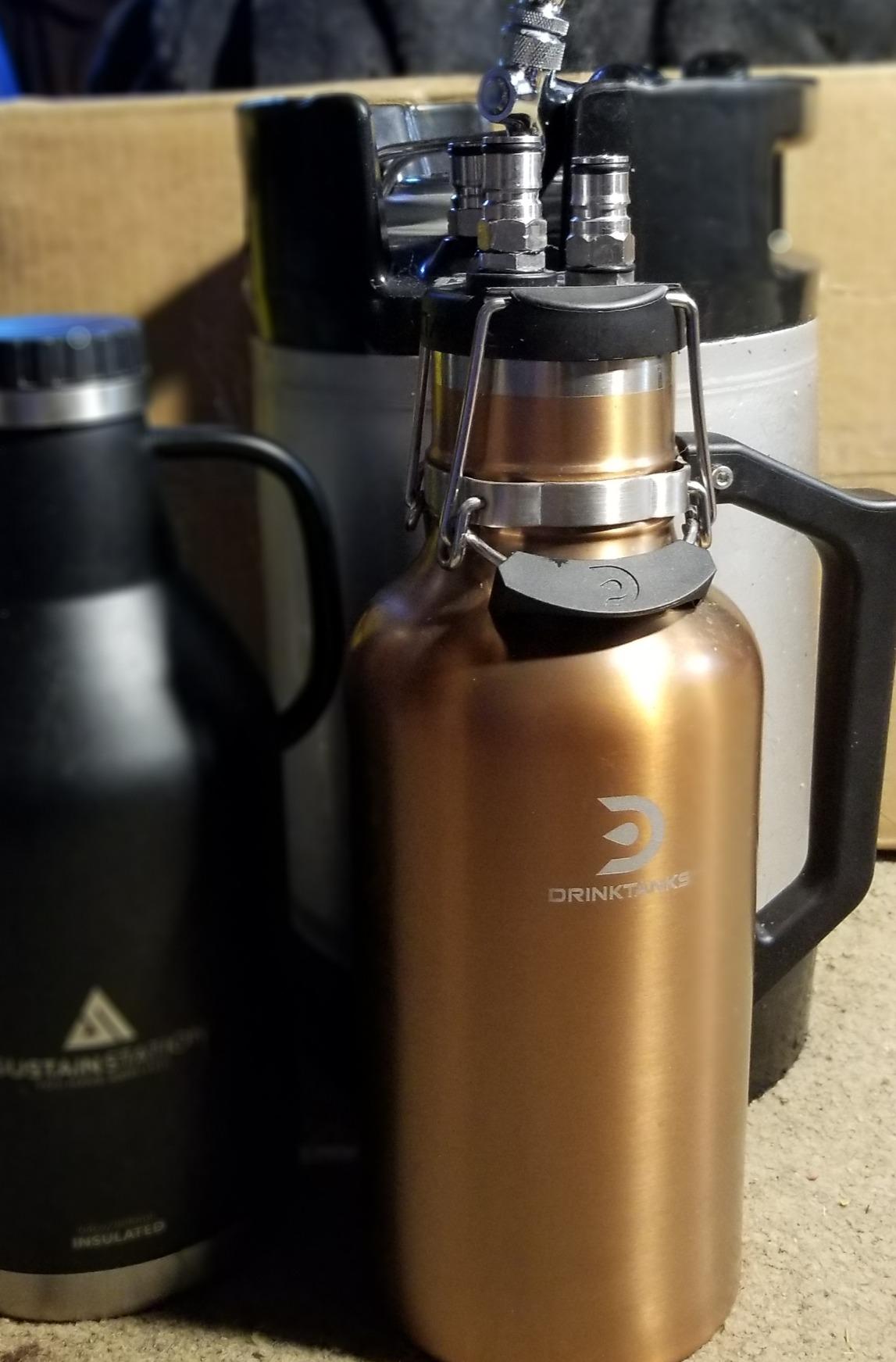 Craft Growler - 64 oz Vacuum Insulated Stainless Steel Beer Growler with Handle, Leakproof Thermal Beverage Tumbler for Beer, Wine, Coffee, Soda, Kombucha - Reusable & BPA-Free - Crimson customer photo 2