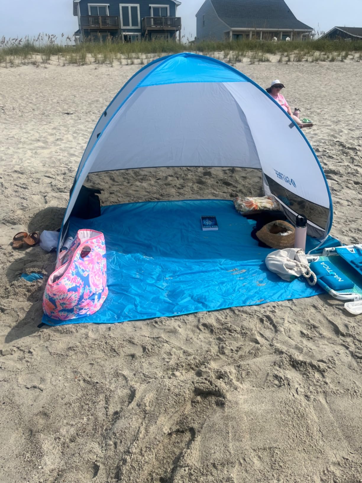 G4Free Large Pop up Beach Tent UPF50+ Automatic Sun Shelter Canopy Portable | Large Outdoor Cabana for 3-4 Person, UV Protection Sun Umbrella, Instant pop-up Design, made of 190T Silver Coated fabric customer photo 2