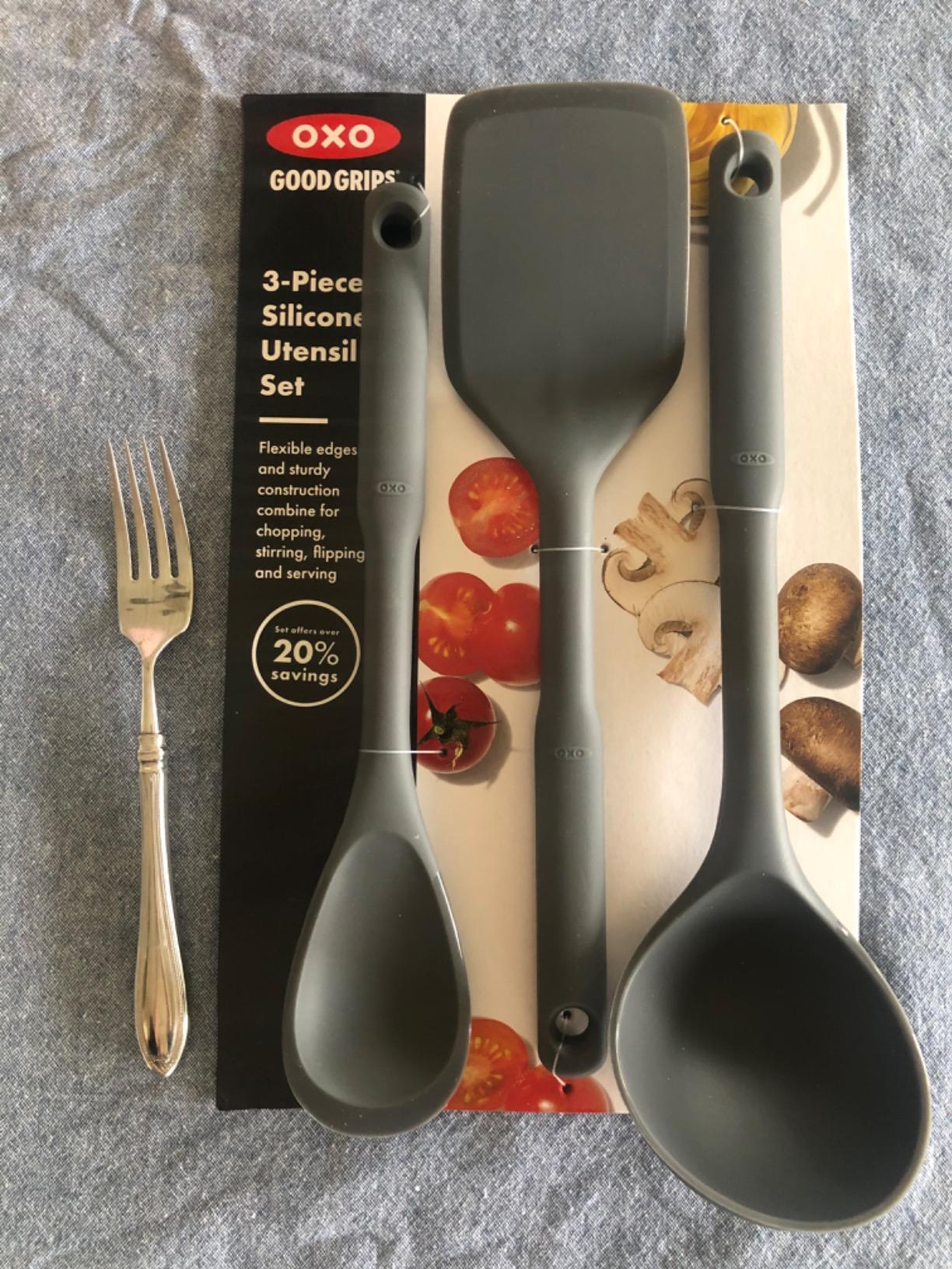 OXO Good Grips 3-Piece Silicone Utensil Set, Gray, One size customer photo 1