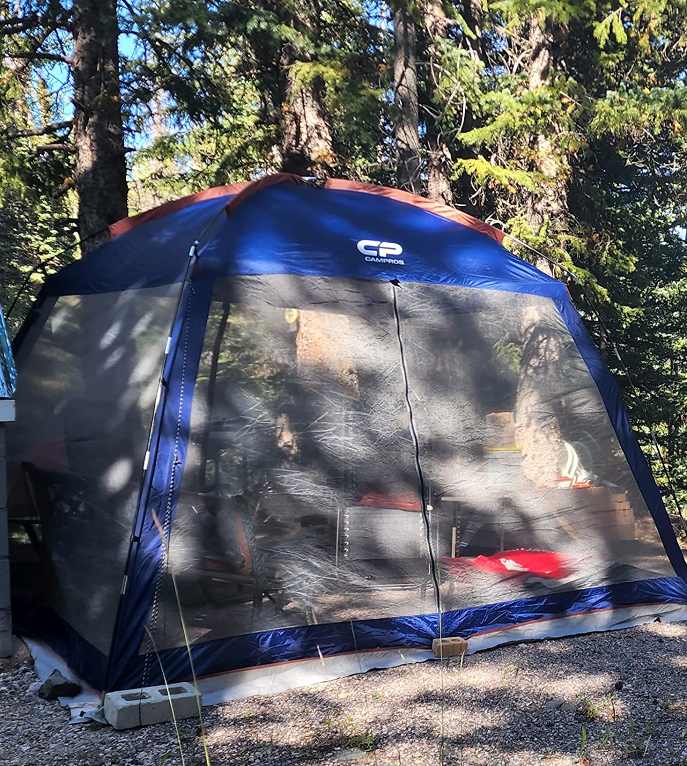 CAMPROS CP Screen House 10 x 10 Ft Screened Mesh Net Wall Canopy Tent Screen Shelter Gazebos for Patios Outdoor Camping Activities - Blue customer photo 1