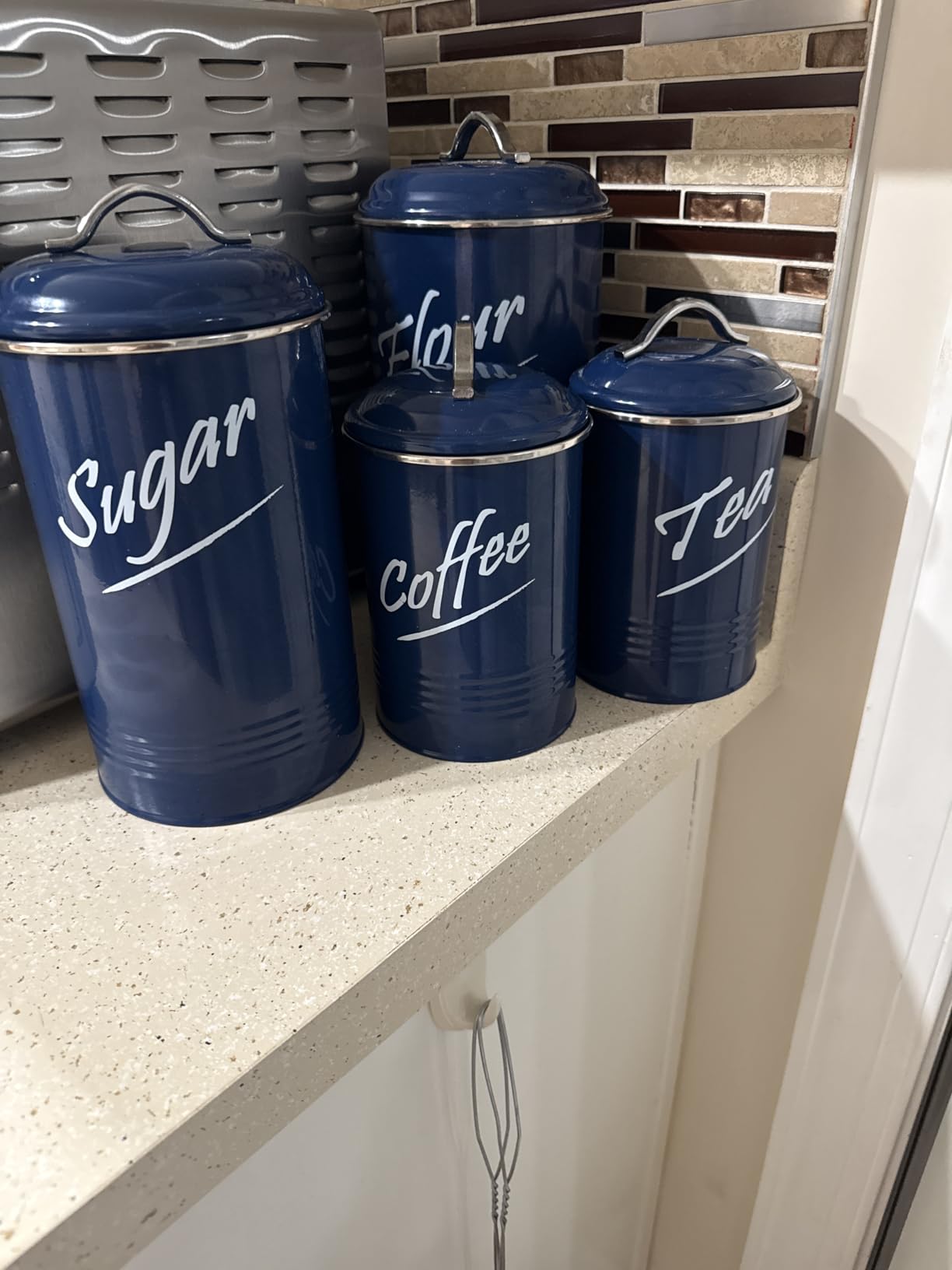 Hillbond Kitchen Canisters Sets for Countertop-Set of 4, Navy Blue | Stainless Steel Kitchen Storage Containers with Airtight Lids, Flour Sugar Coffee Tea Canisters Containers for Counter customer photo 2