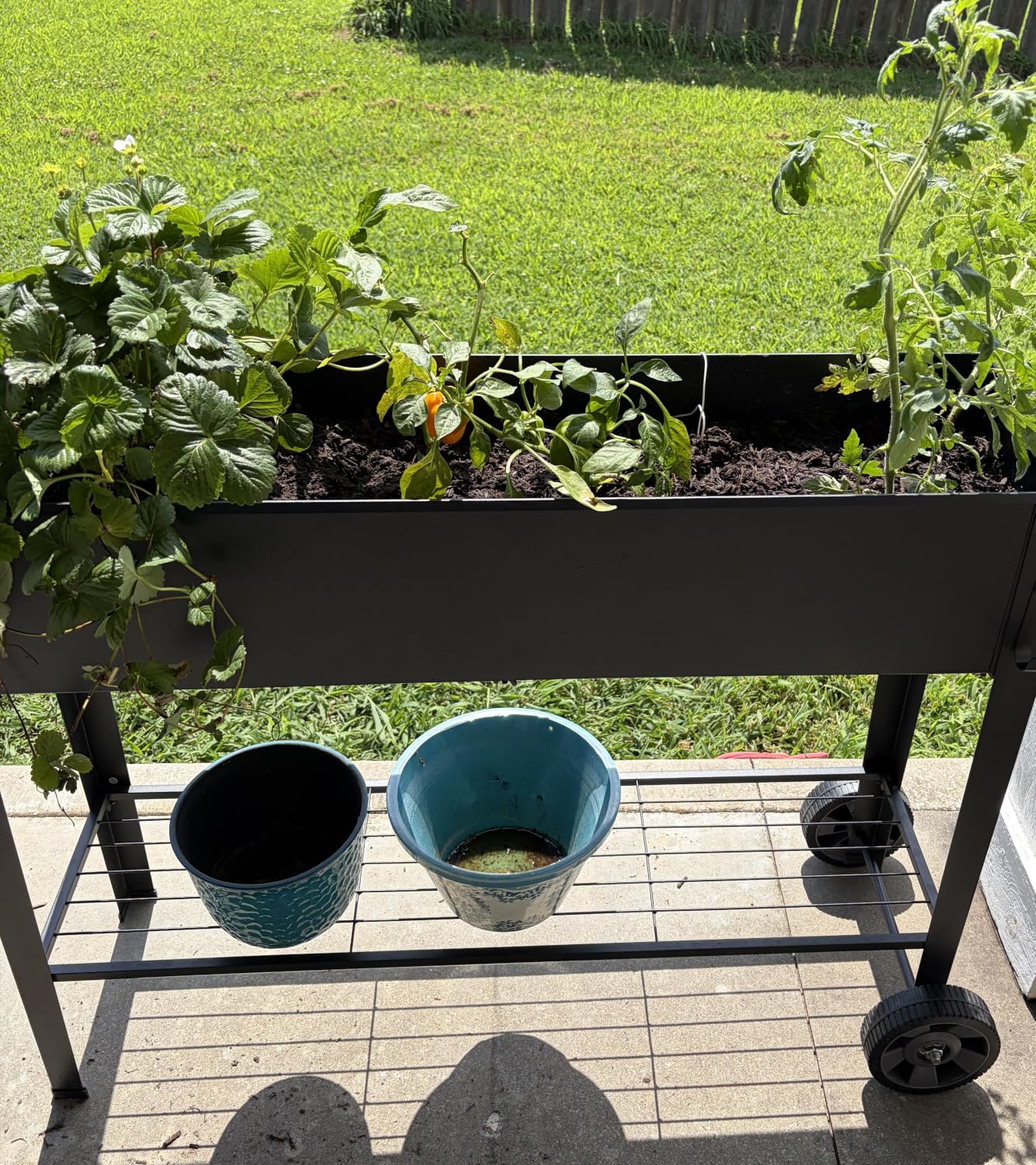 aboxoo Large Planter Raised Beds with Legs Outdoor Metal Planter Box on Wheels Elevated Garden Bed for Vegetables Flower Herb Patio (40
