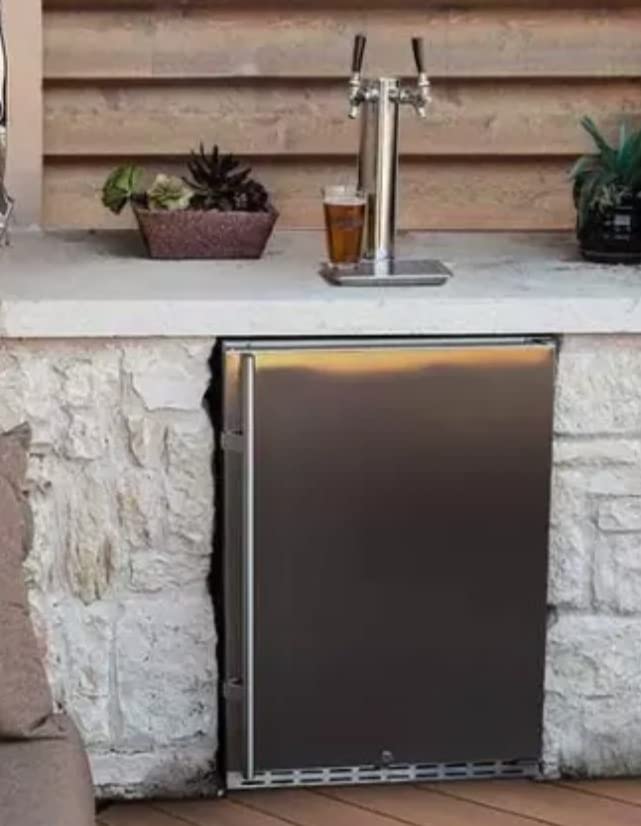 Full Size Kegerator Outdoor Dual Tap Draft Beer Dispenser Beverage Beer Cooler with Temperature Control, Drip Tray & Rail - Fits 3x5 Gallon / 2x1/6 Kegs / Half Barrel Keg customer photo 2