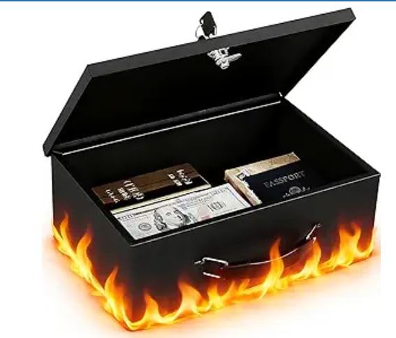 KYODOLED Fireproof Document Box with Key Lock, Small Lock Boxes for Personal Items, Fire and Water Resistance, Fireproof Safe Box for Documents, Jewelry, Passport, Cash customer photo 2