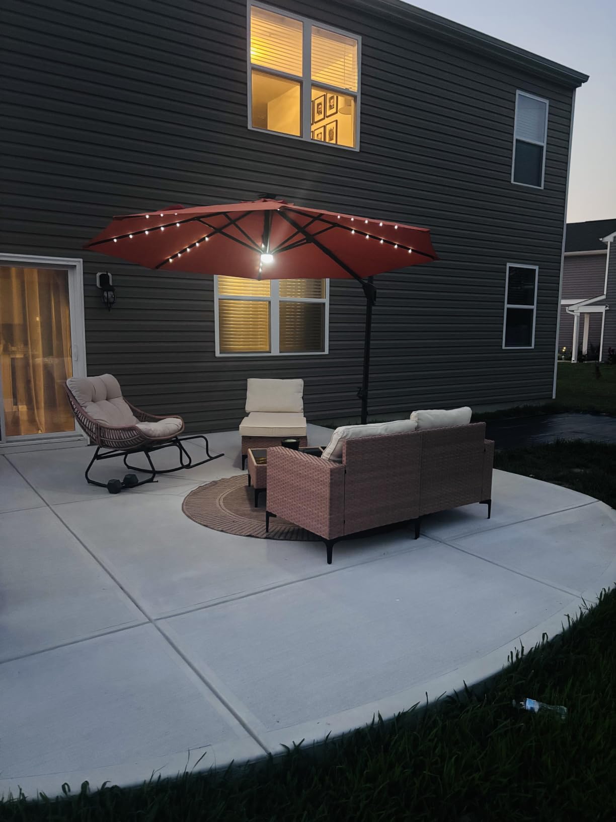 Best Choice Products 10ft Solar LED Cantilever Patio Umbrella, 360-Degree Rotation Hanging Offset Market Outdoor Sun Shade for Backyard, Deck, Poolside w/Lights, Easy Tilt, Cross Base - Tan customer photo 2
