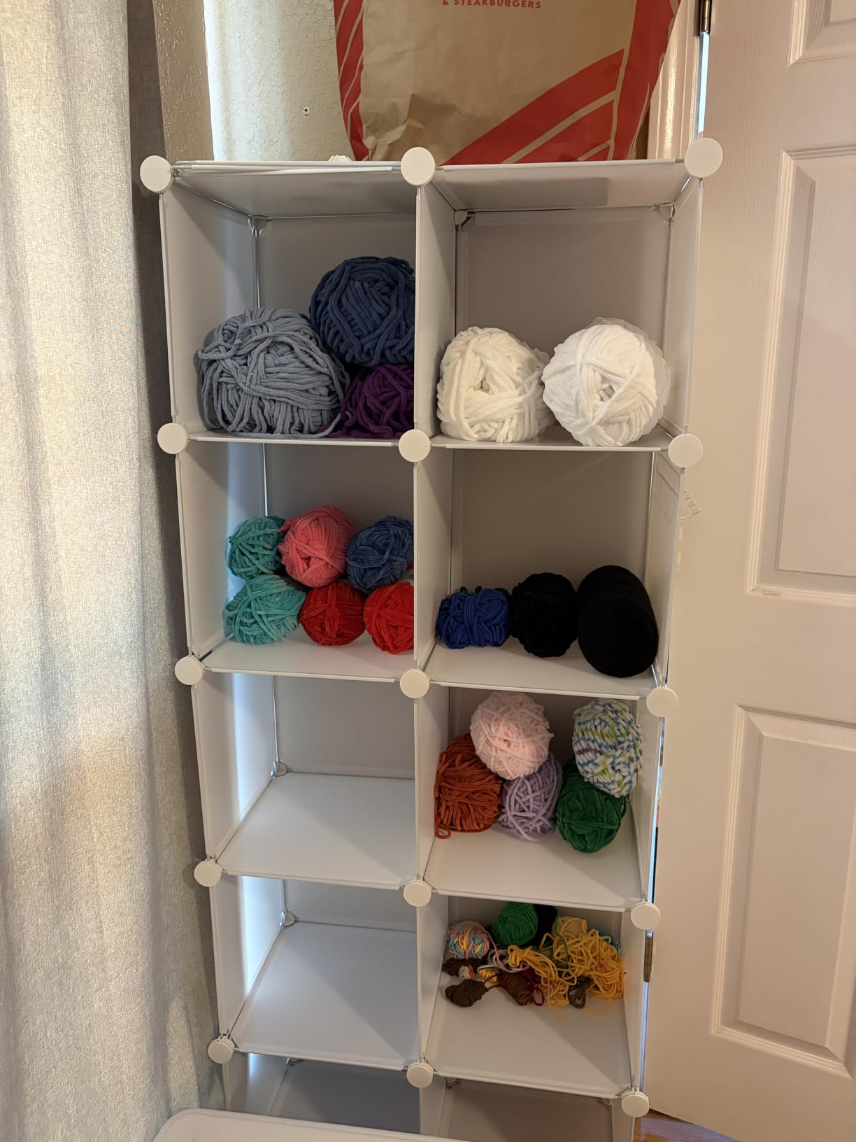 AWTATOS Cube Storage Organizer Storage 12 Cube Bookshelf DIY Plastic Closet Clothes Storage Shelves with Wooden Mallet, Stackable Storage Solution for Home, Bedroom, White customer photo 1