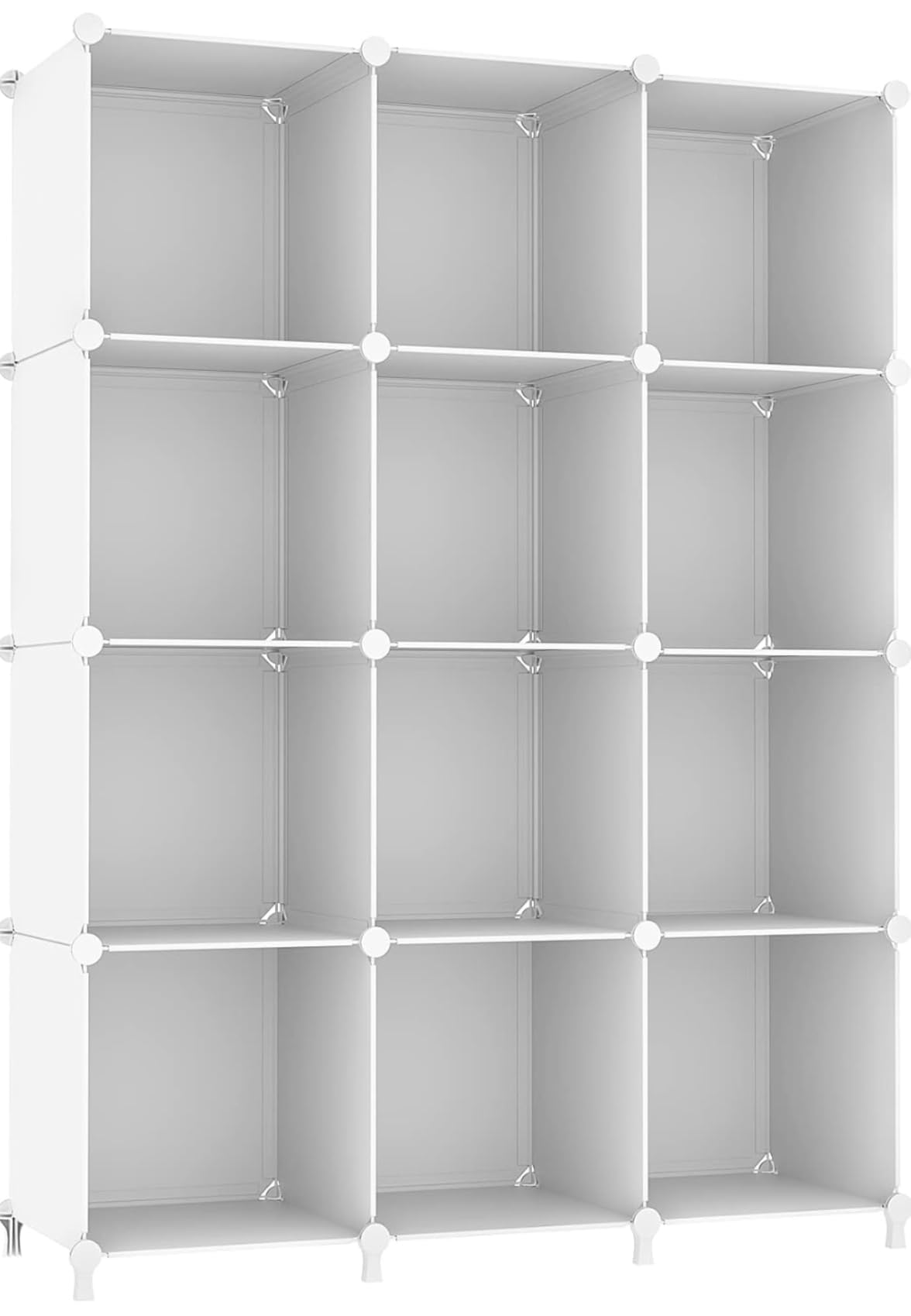 AWTATOS Cube Storage Organizer Storage 12 Cube Bookshelf DIY Plastic Closet Clothes Storage Shelves with Wooden Mallet, Stackable Storage Solution for Home, Bedroom, White customer photo 2