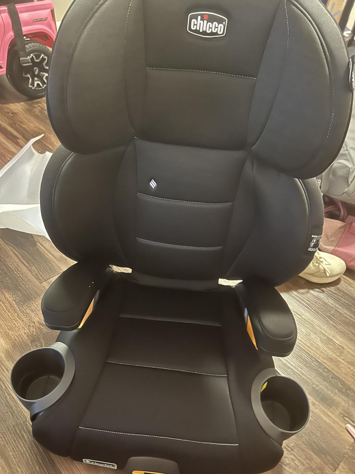 Chicco KidFit ClearTex Plus 2-in-1 Belt-Positioning Booster Car Seat | Obsidian/Black, belt-positioning booster seat, ages 4+, 40-100 lbs, DuoGuard protection, ErgoBoost foam, flame retardant-free customer photo 2